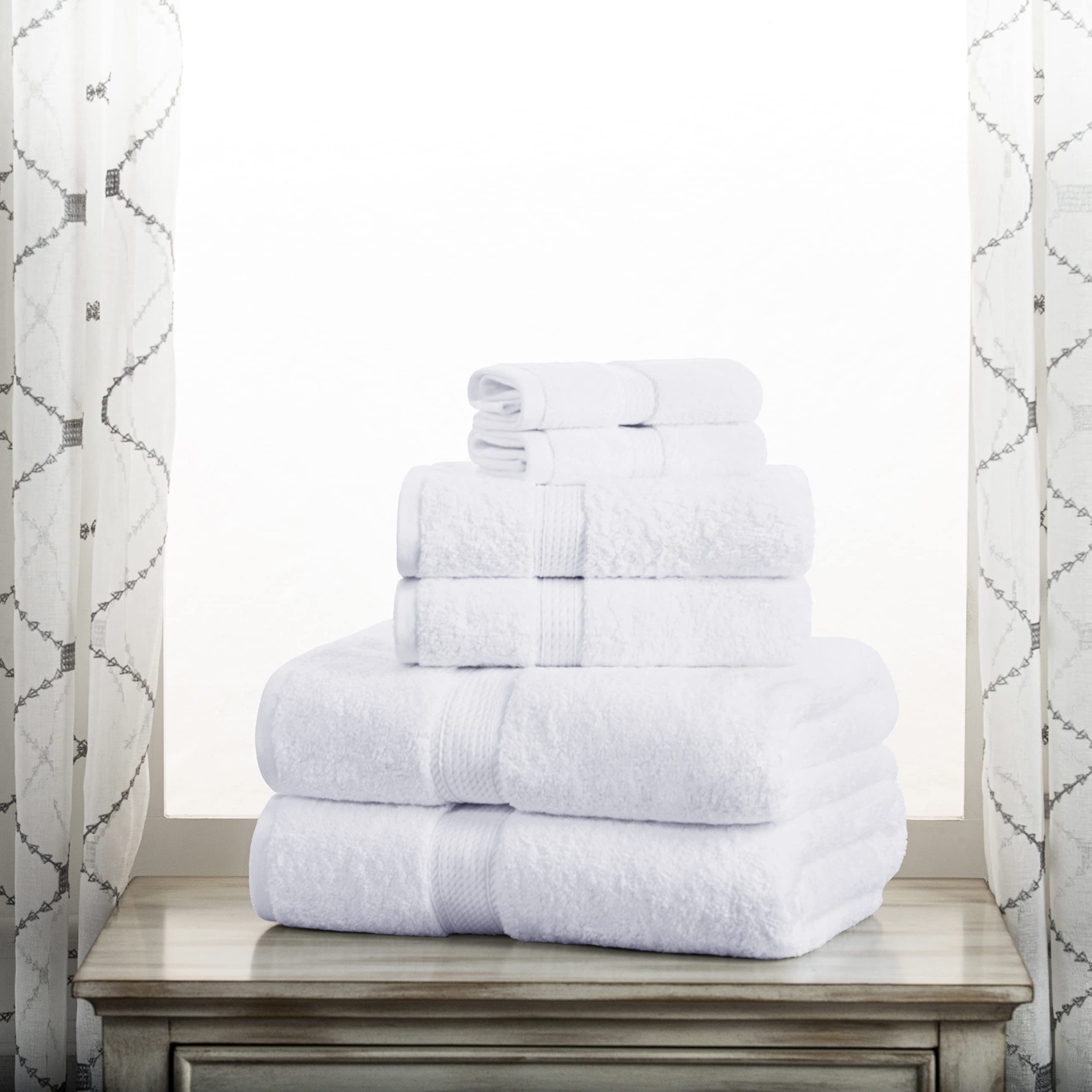 Superior Egyptian Cotton Solid Towel  6PC Set  Monaco White