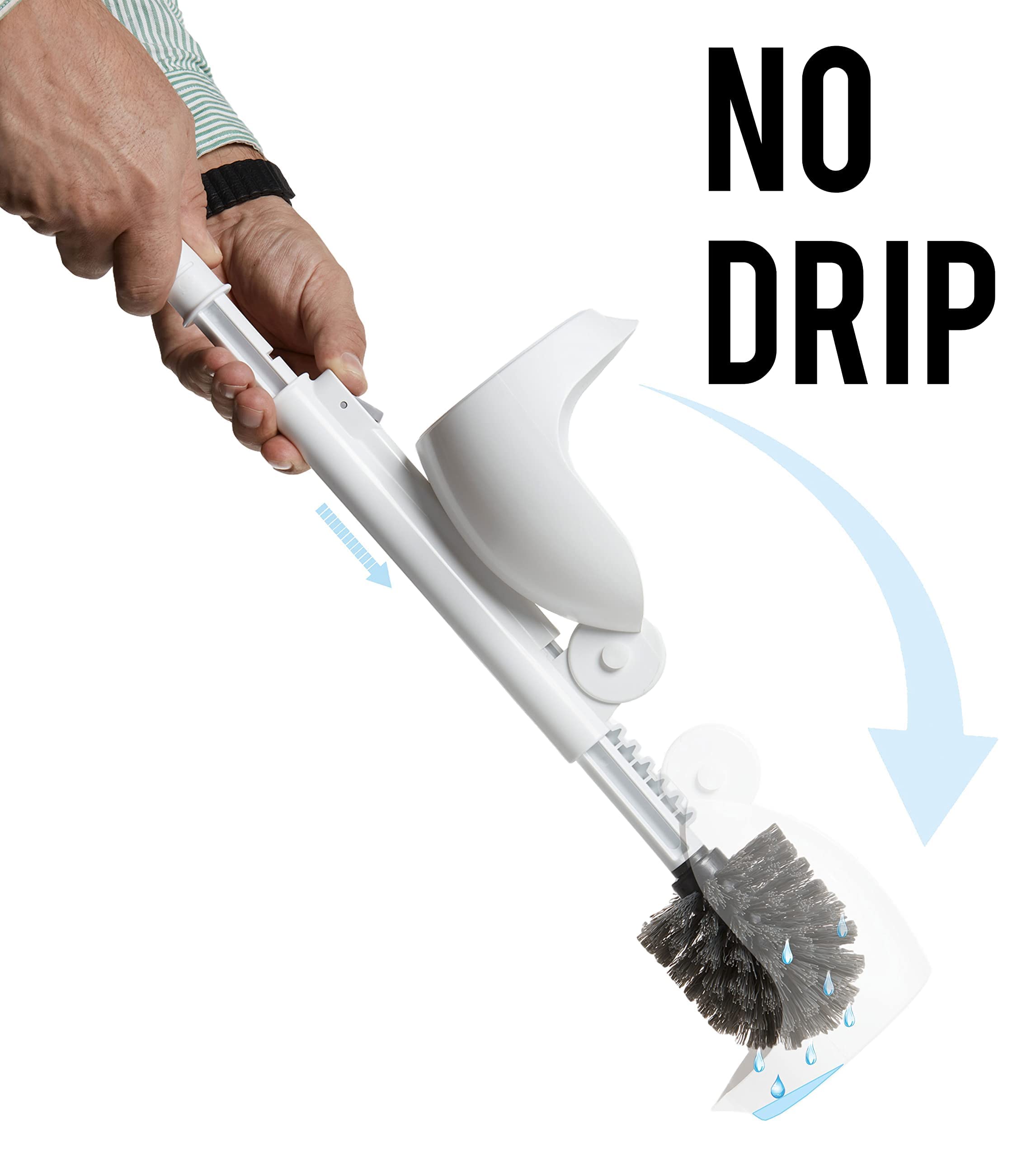 Elypro Drip-Free Toilet Brush With Holder - Hygienic White Bathroom Bowl Cleaner, Portable Scrubber With Unique No-Drip Caddy, I
