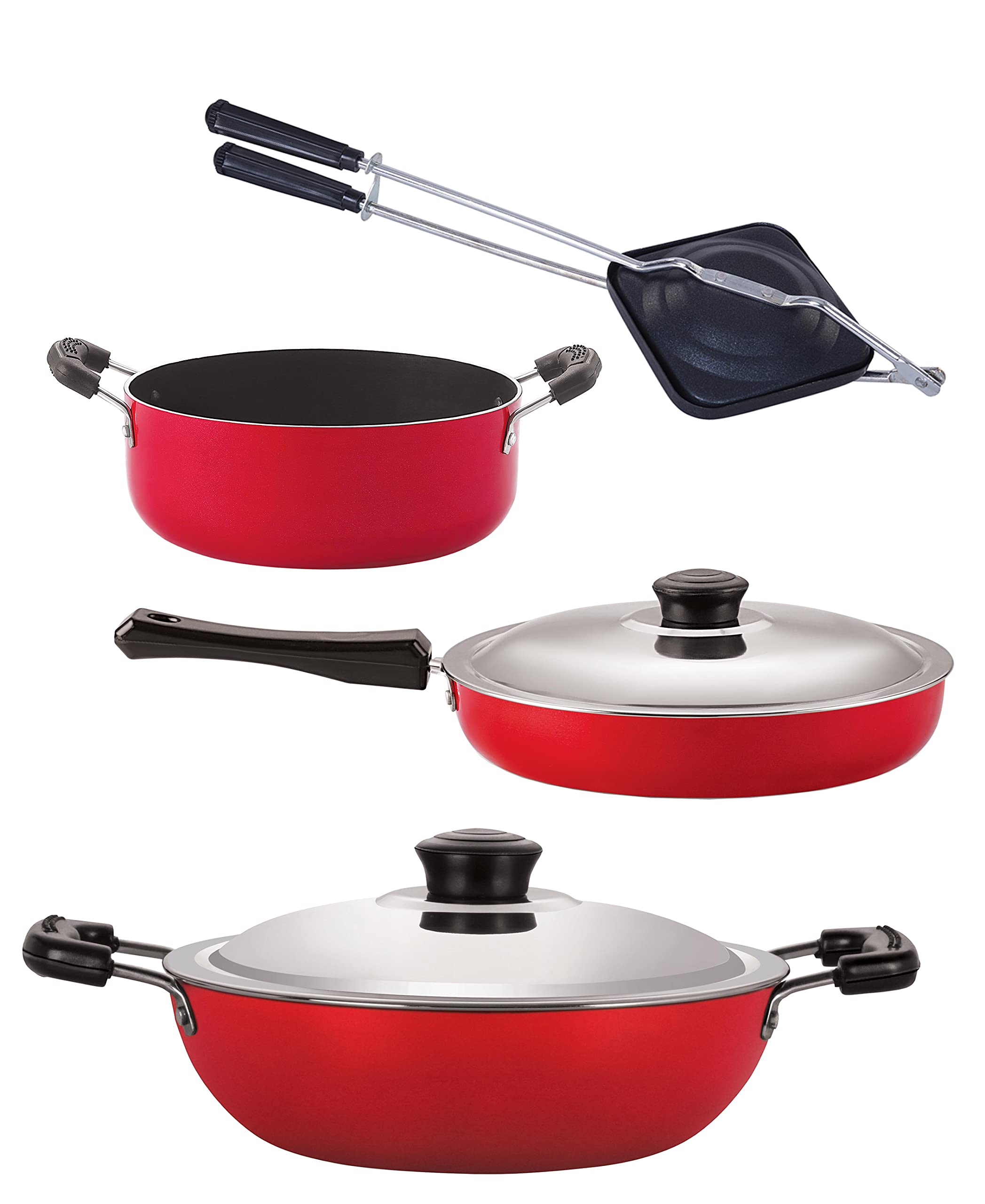 Nirlon Non Stick Coated Heat Resistance Pfoa Free Aluminium Cookware Utencil Gift Set Of 4 Pieces (Fp10_Dkd(M)_Ht_Cs24)