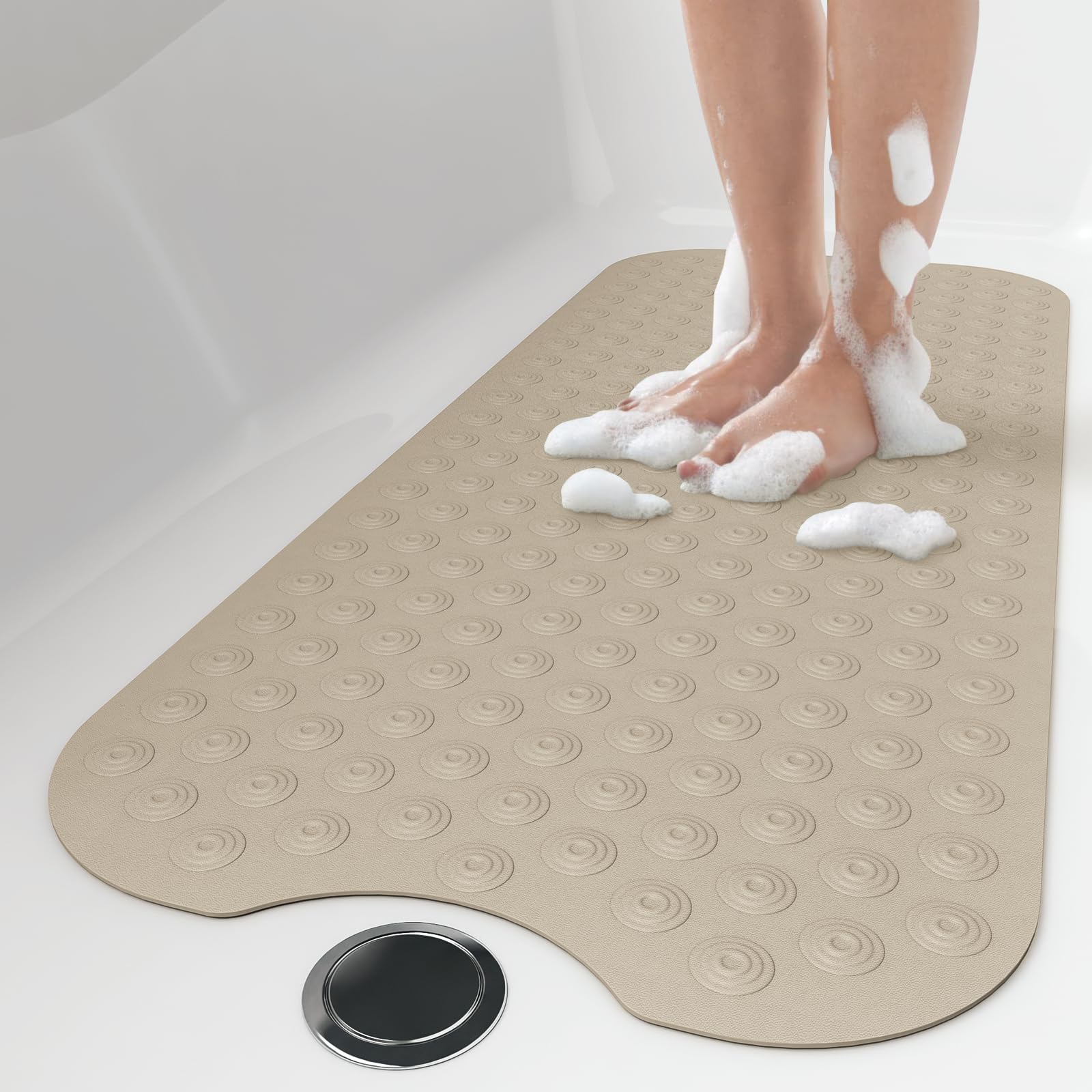 OTHWAY No Suction Cup Bath Mat: 39x16inch Extra Long BathmatPerfect for Refinished Bathtub MatMade of Nature Rubbera Blessing fo