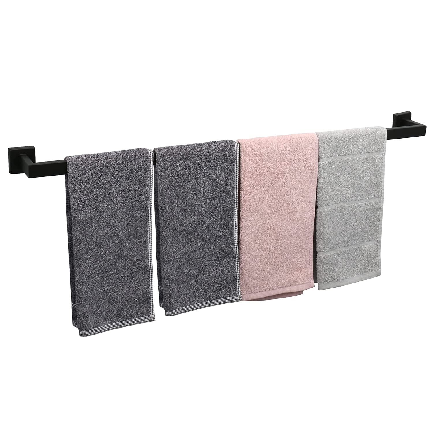 Tocten Bath Towel Rack - Square Base Thicken Sus304 Stainless Steel Towel Bar For Bathroom, Bathroom Accessories Towel Rod Heavy