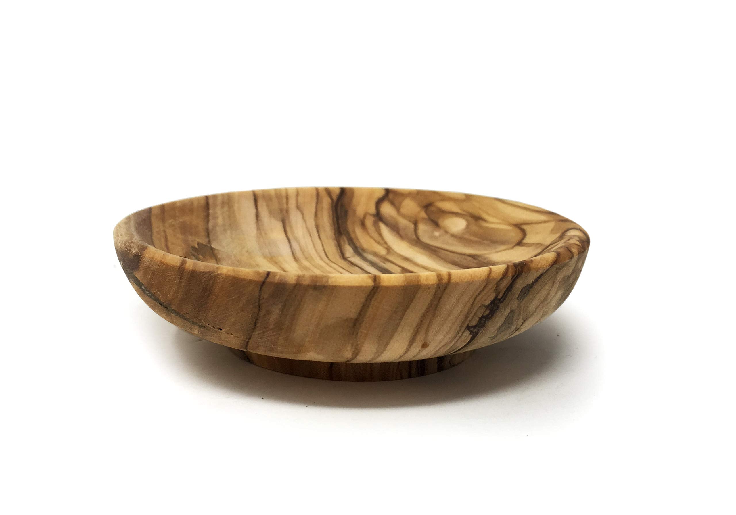 Aramedia Olive Wood Handcrafted By Artisans Small (3.4 Inches Diameter Only) Round Plate For Serving Candy, Nuts Or Accent Decor