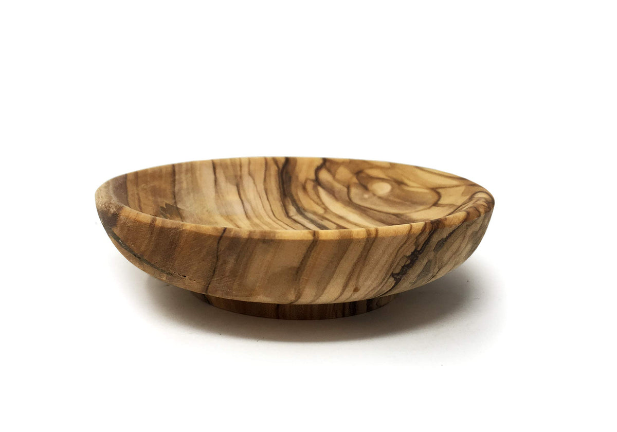 Aramedia Olive Wood Handcrafted By Artisans Small (3.4 Inches Diameter Only) Round Plate For Serving Candy, Nuts Or Accent Decor