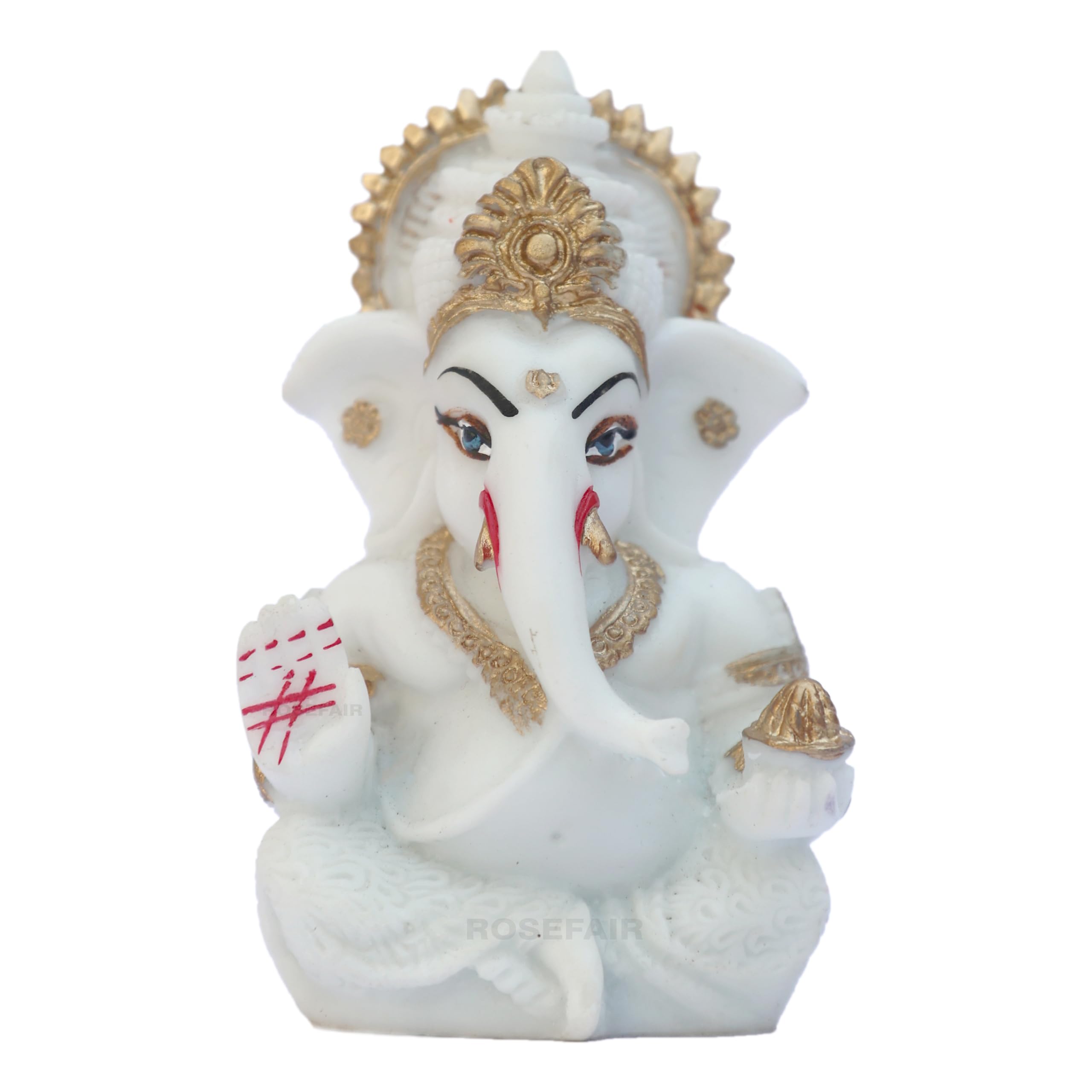 Rosefair Ganesh Statue For Car Dashboard  Resin, 3.5 Inch | Baby Ganesha Idol For Home, Office, Desk, Pooja | Ganesh Festival De