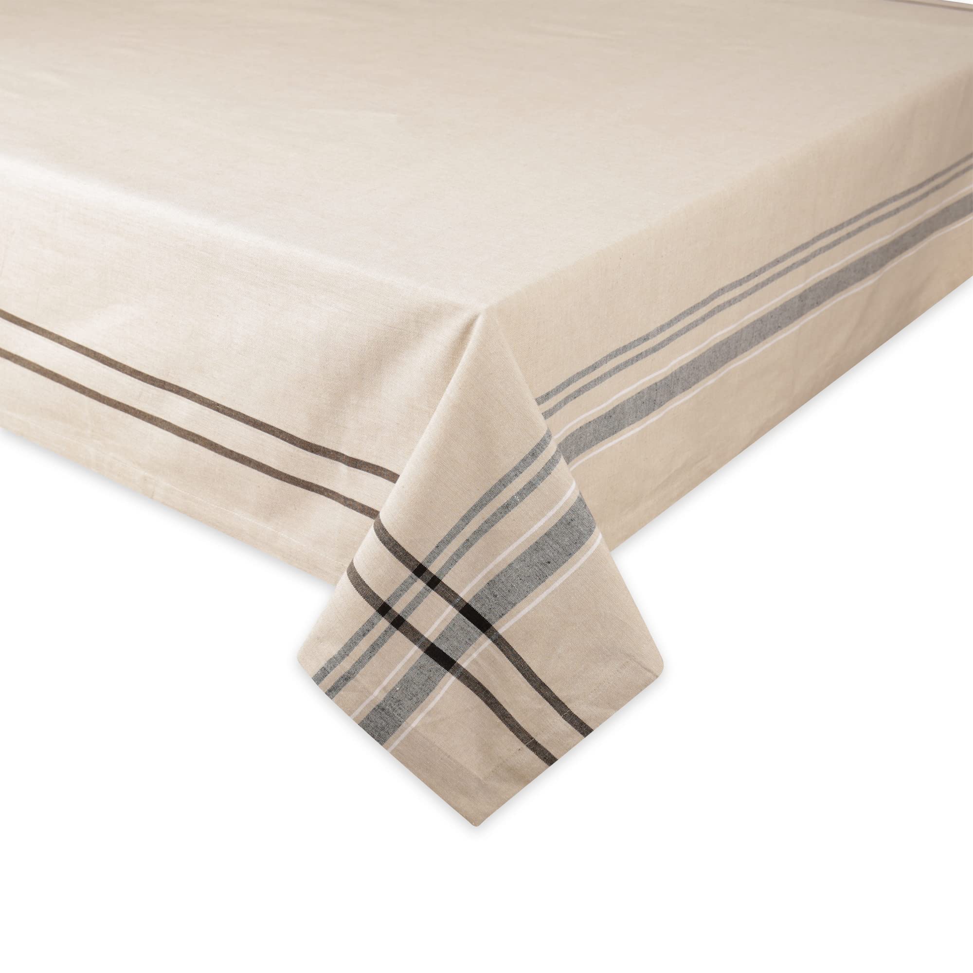 DII Black French Stripe Tablecloth