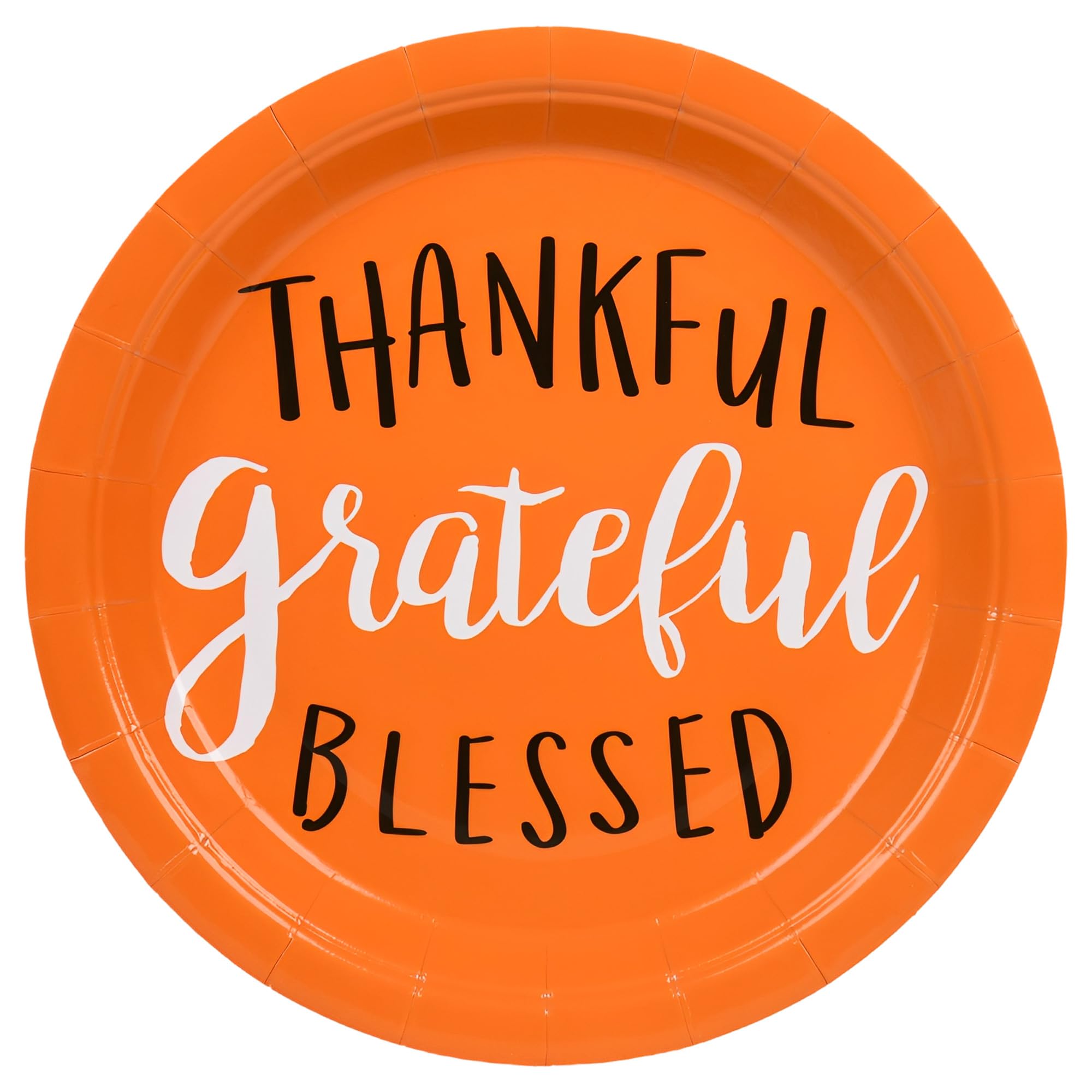 AllReal 24Pcs Thankful Grateful Blessed Paper Plates Fall Thanksgiving Disposable 7 Orange Dessert Plate for Harvest Autumn Part