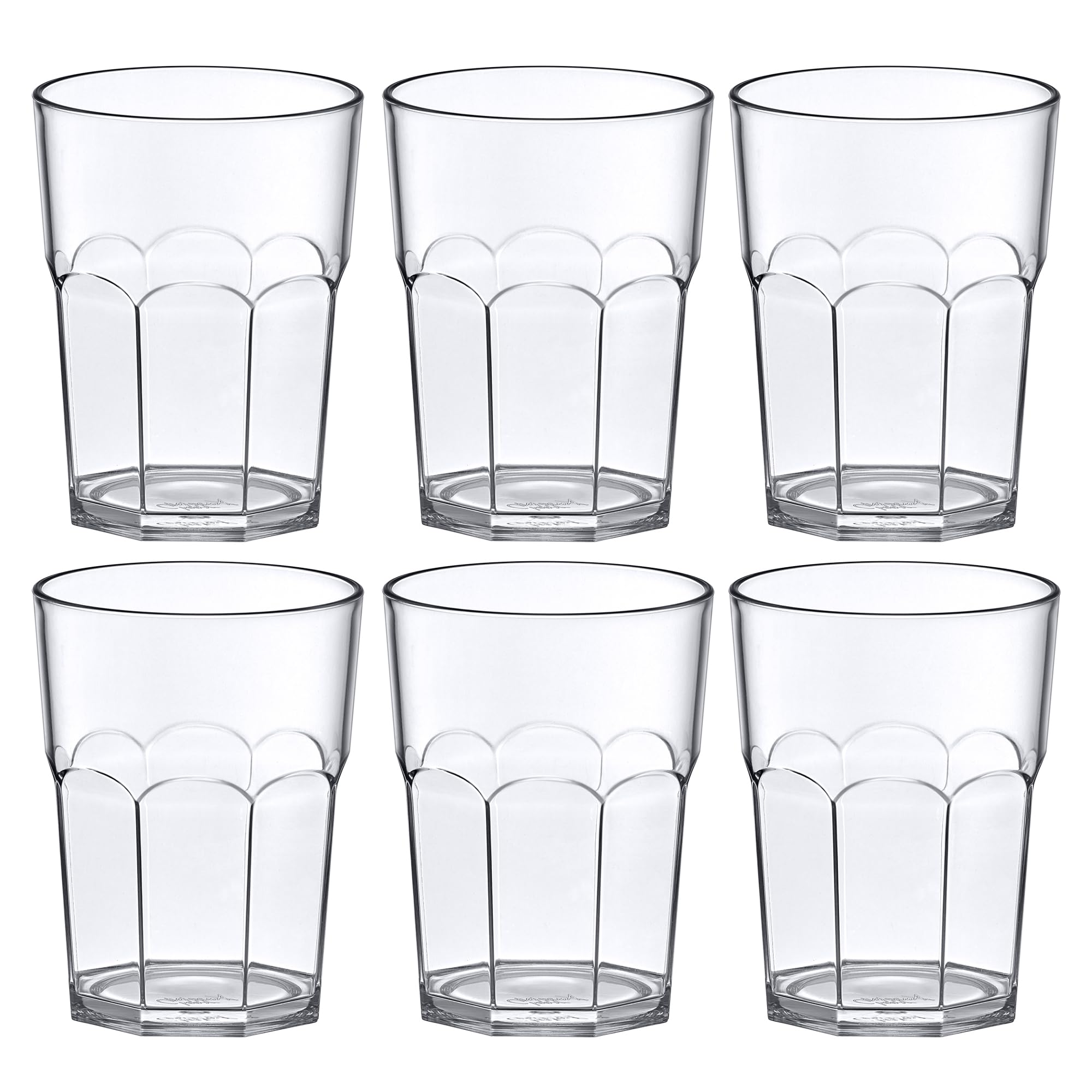 Amazing Abby - Affinity - 14-Ounce Plastic Tumblers (Set Of 6), Plastic Drinking Glasses, All-Clear Reusable Plastic Cups, Stack