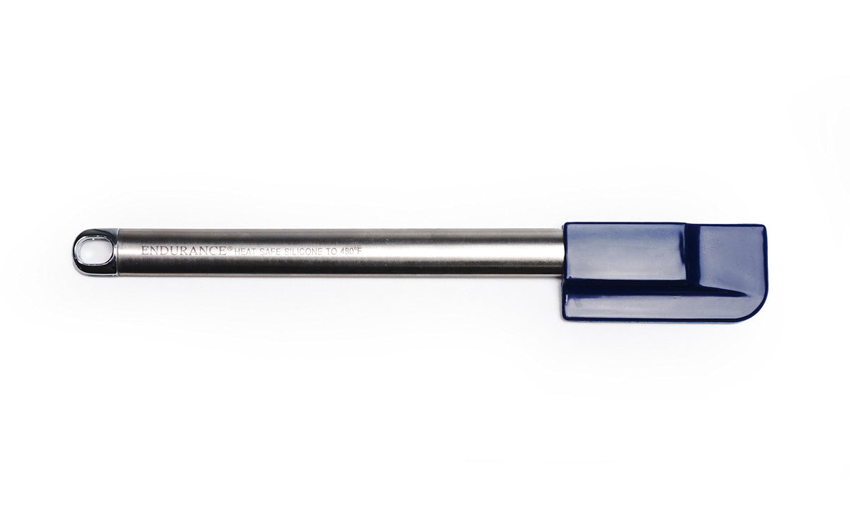 Rsvp International Endurance Kitchen Tool Collection Silicone Spatula, Stainless Steel Handle, 9.5X1.4'', Blue