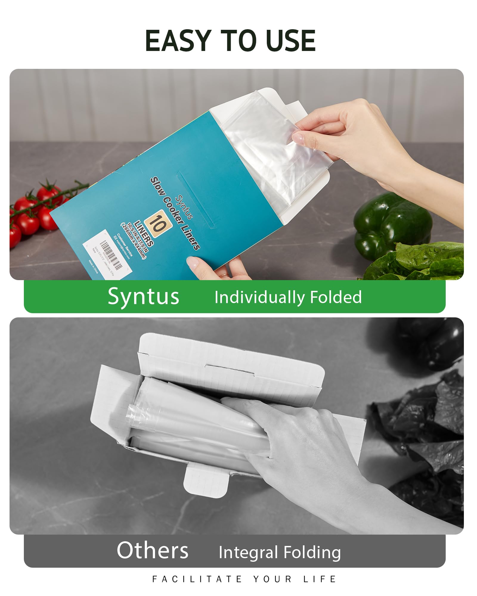Syntus Slow Cooker Liners, 10 Count Cooking Bags Small Size Disposable Pot Liners Plastic Bags, Fit 1Qt To 3Qt For Slow Cooker C