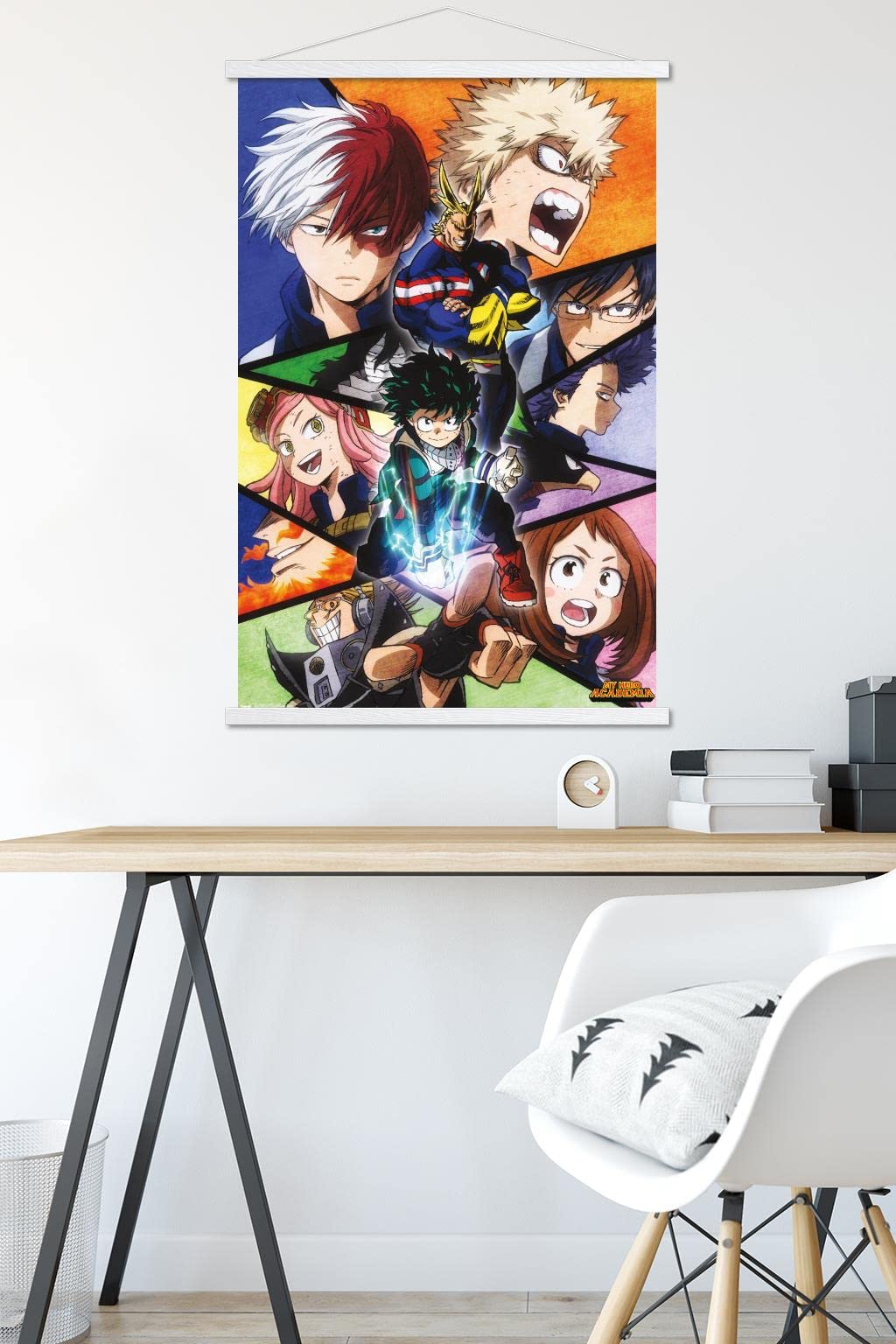 Trends International My Hero Academia - Faces Wall Poster, 22.37'' X 34.00'', Premium Print And White Hanger Bundle
