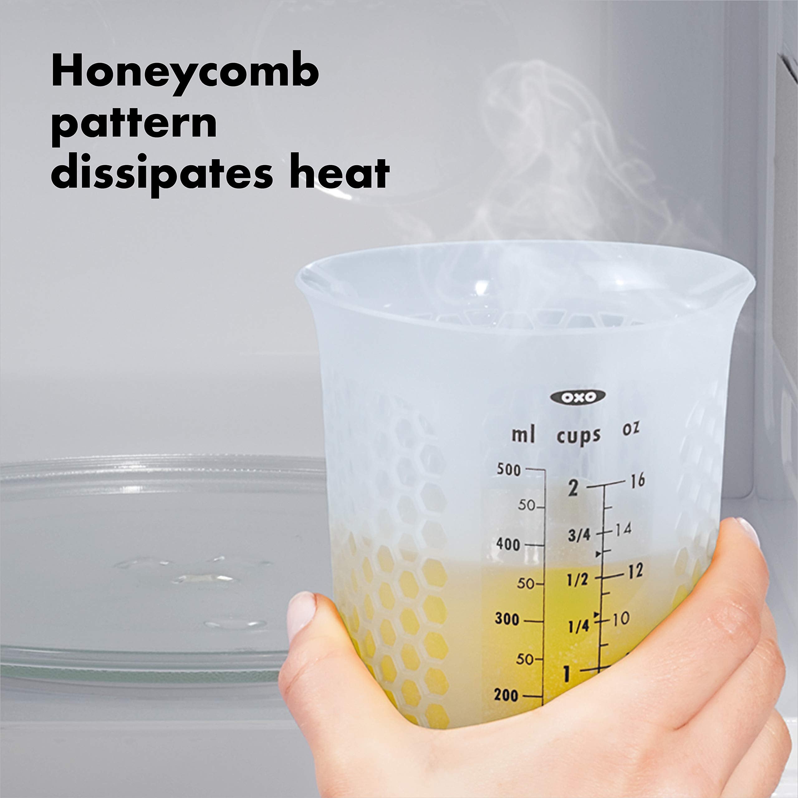Oxo Good Grips 2-Cup Squeeze & Pour Silicone Measuring Cup With Stay-Cool Patternt, Clear