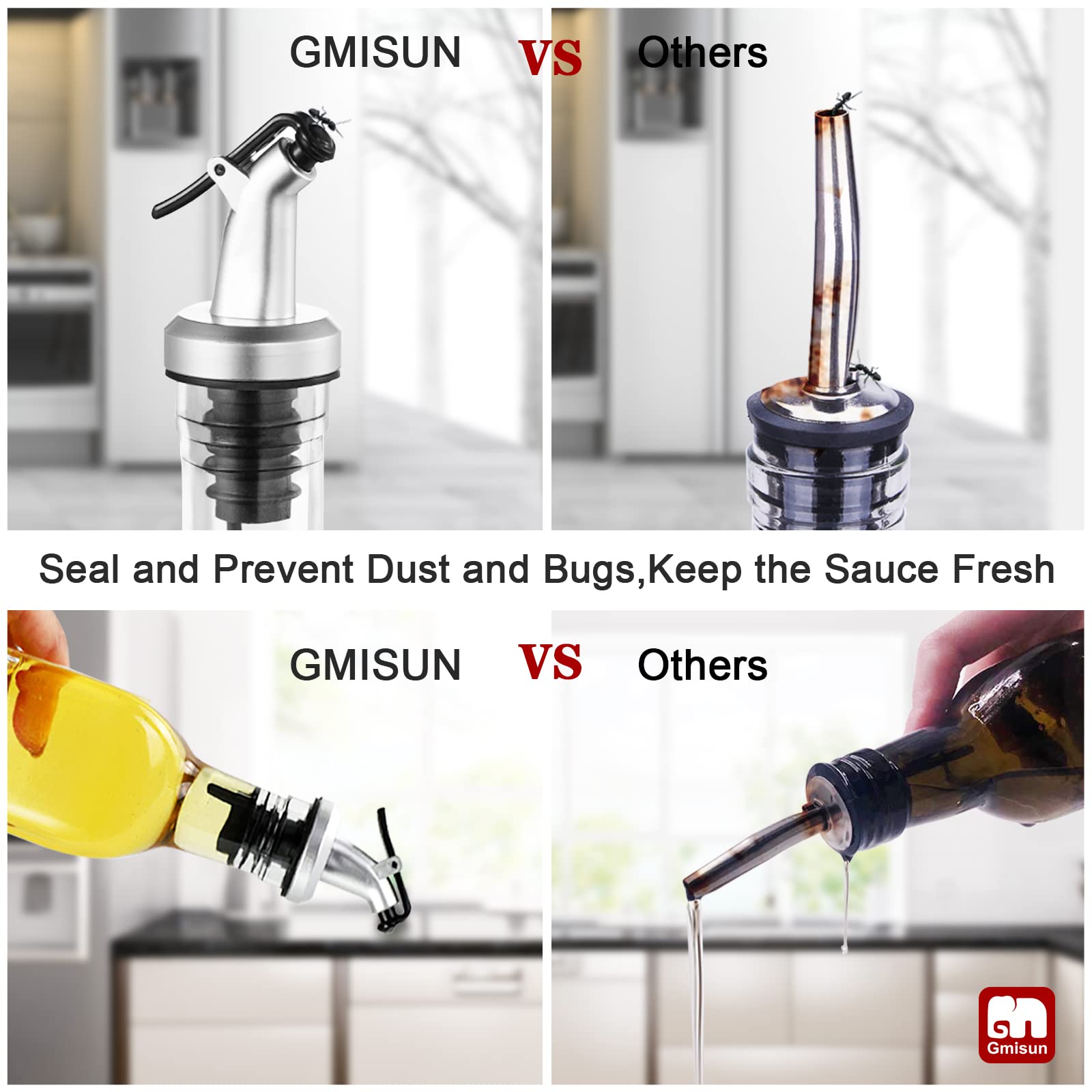 Gmisun Oil And Vinegar Dispenser Set, Olive Oil Dispenser Bottle For Kitchen With 17Oz / 500Ml Olive Oil Bottle, Spout, Funnel A