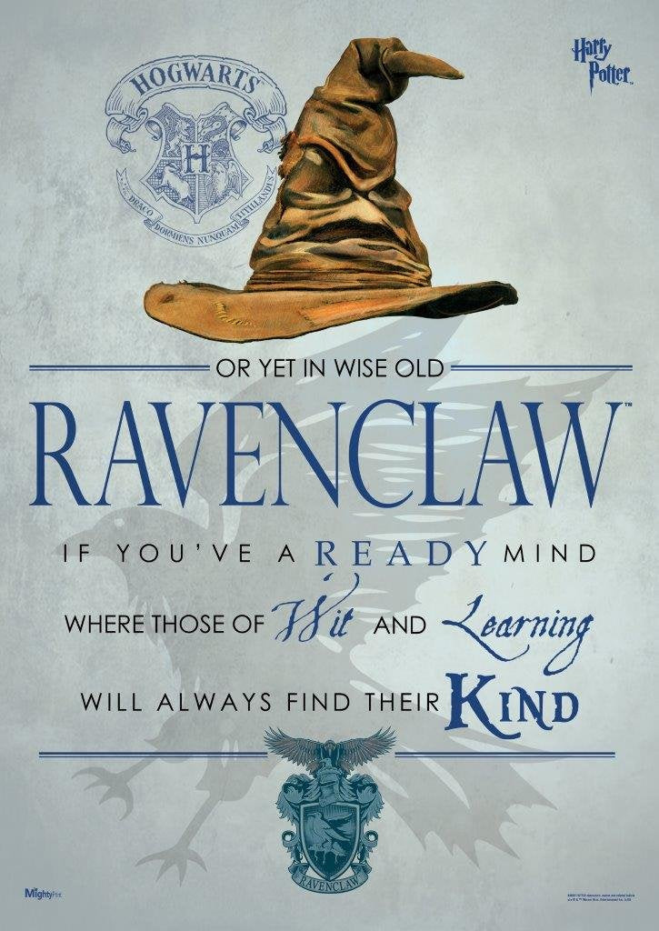 Mightyprint Harry Potter - Ravenclaw - Hogwarts Sorting Hat House Quote - Durable 17    X 24 Wall Art - Not Made Of Paper - Offi
