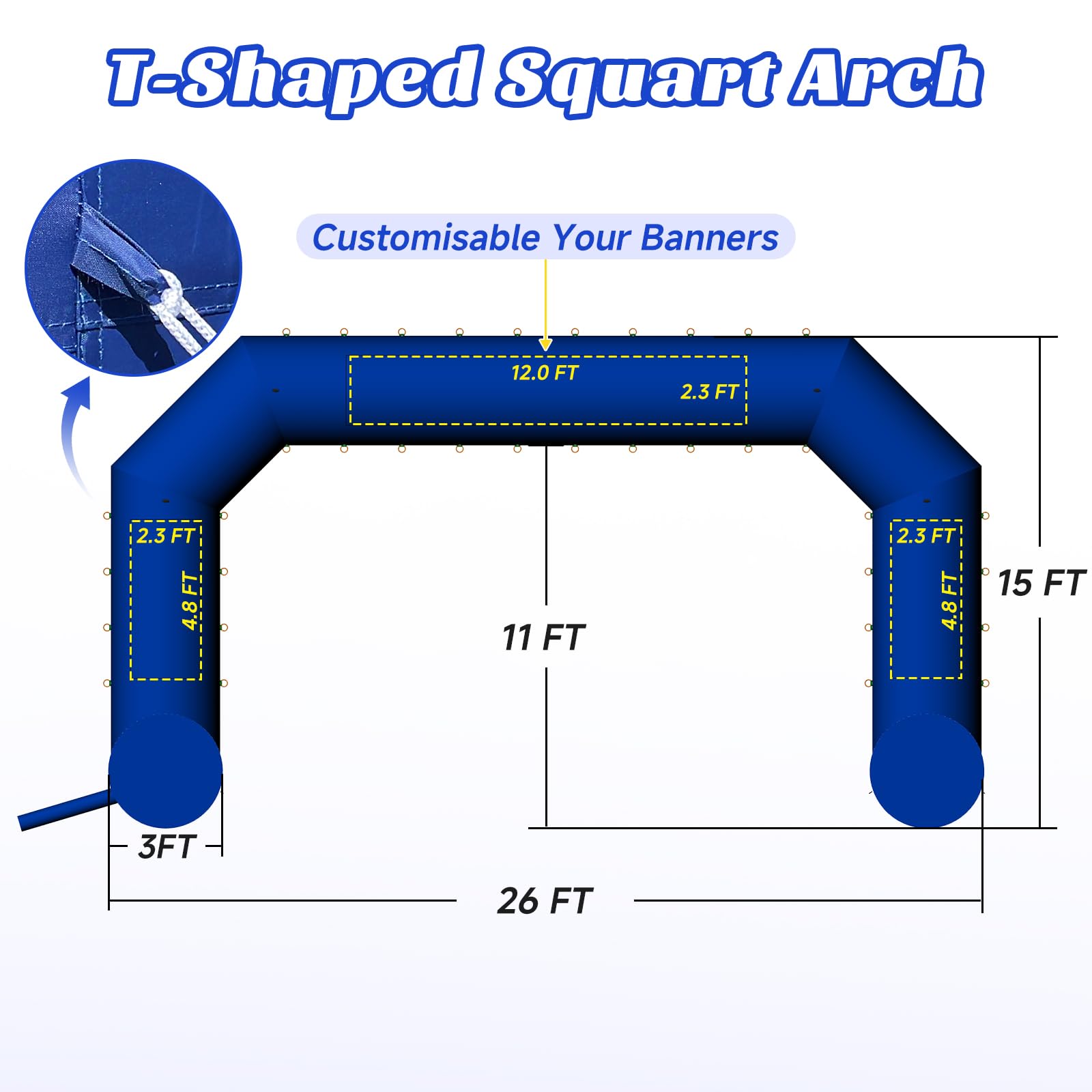 Cinnliy 26Ft Inflatable Archway,Blue Inflatable Start and Finish Arch Outdoor,Sport Blow up Arch Inflatable for Race Outdoor Spo