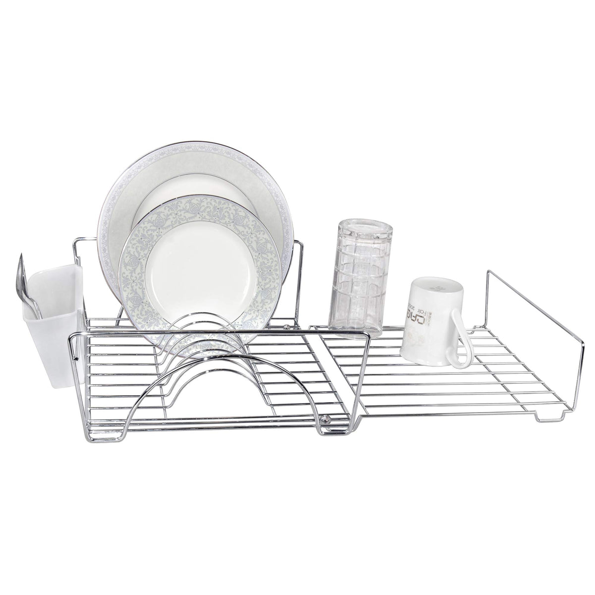 Smart Design Expandable Dish Drainer Drying Rack With Cutlery Cup - St ...