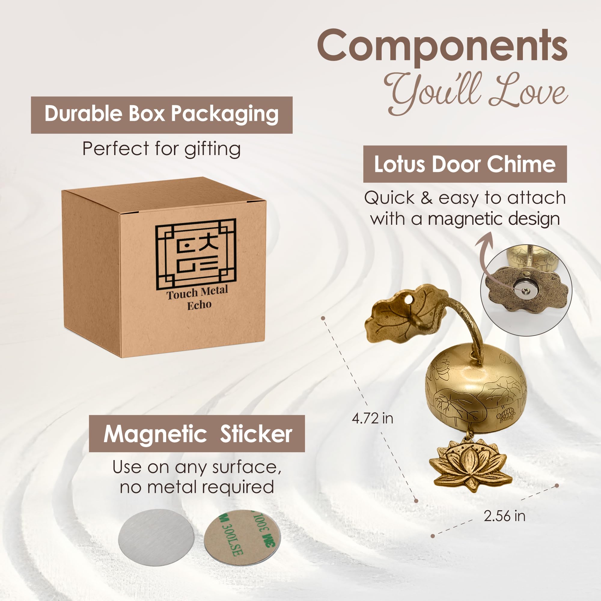 Zen Lotus Bell - Handmade Brass Feng Shui Chime for Home, Entryway, or Store - Holiday, Housewarming Present - Soothing Sound &