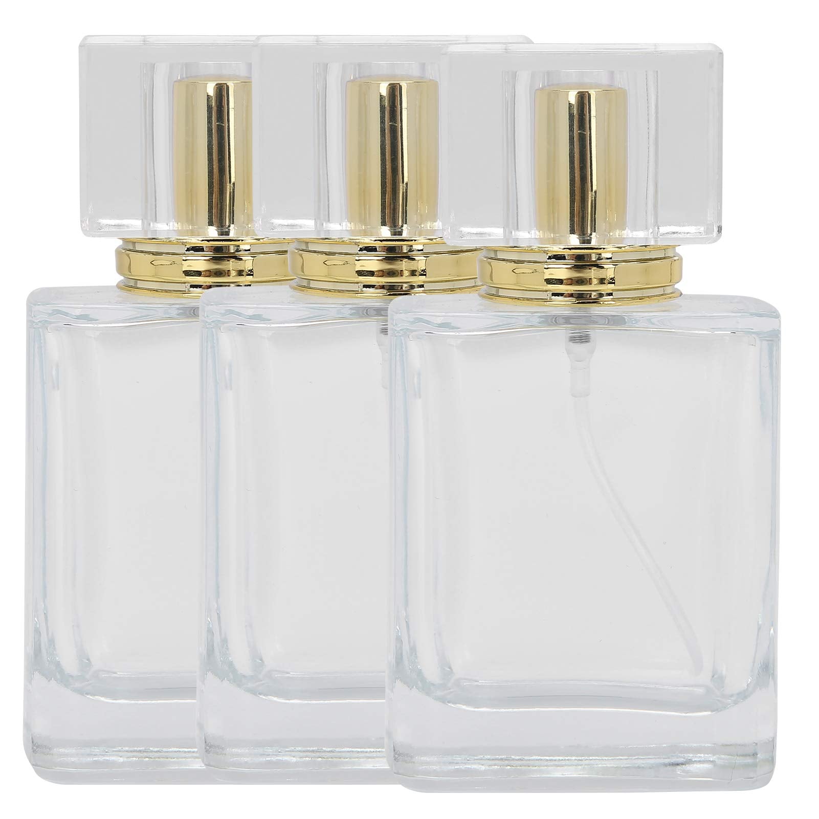 Dioche 50ml Refillable Perfume Bottle Glass Spray Transparent Liquid Empty Atomizer Container Portable Empty Glass Perfume Atomi