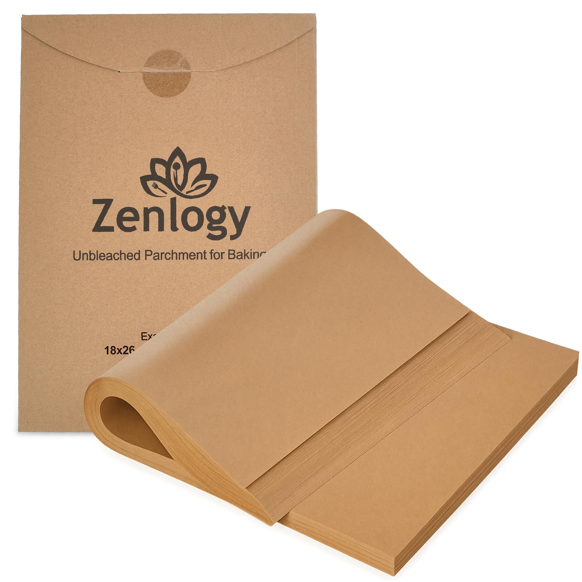 Zenlogy 18x26 (1000 Sheets) Large Unbleached Parchment Paper Liners for High Heat Baking - Exact Fit for Your Commercial Full Si