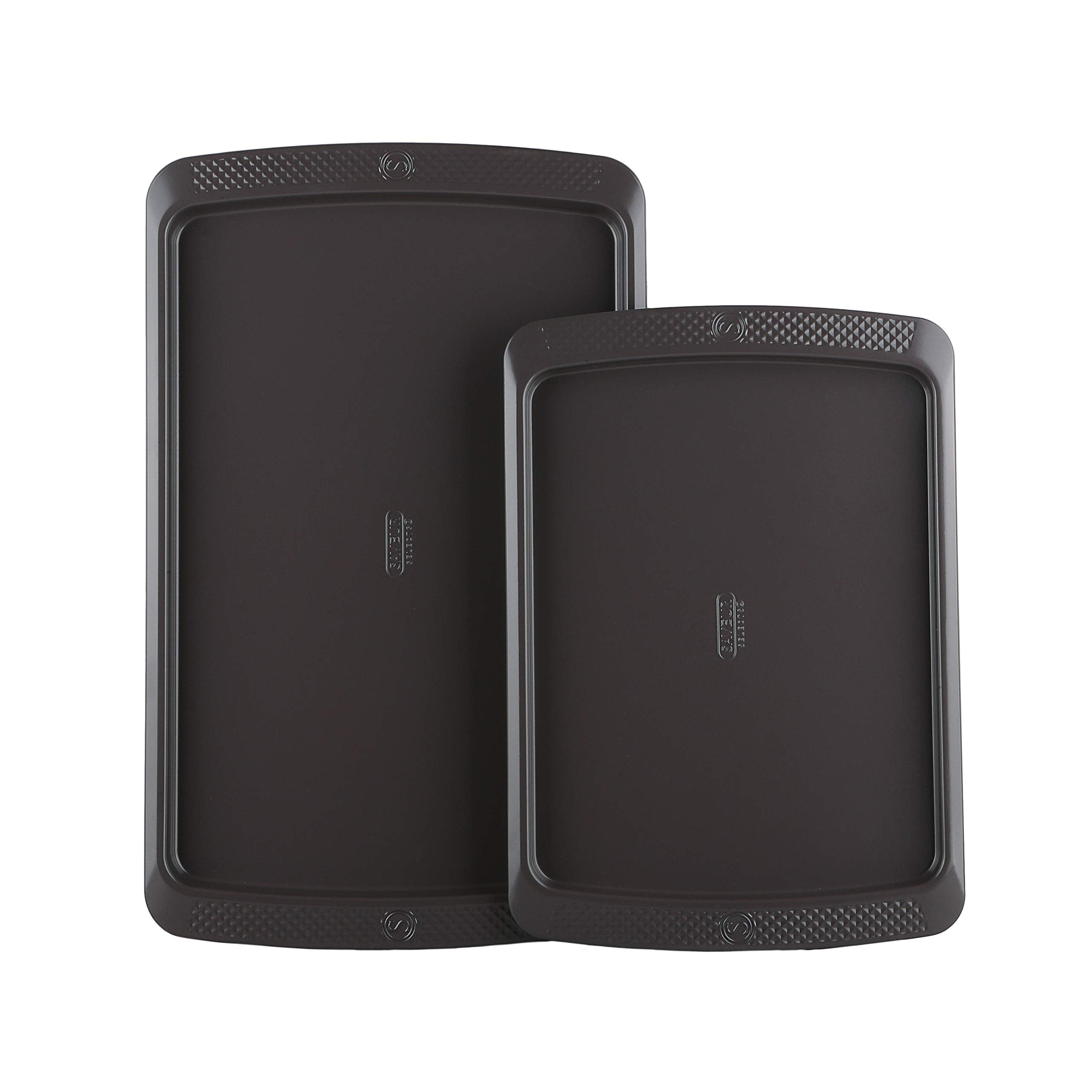 Saveur Selects Set Of 2 Rimmed Baking Sheets, 11-Inch By 17-Inch And 9-Inch By 13-Inch, Non-Stick, Warp-Resistant Carbon Steel,