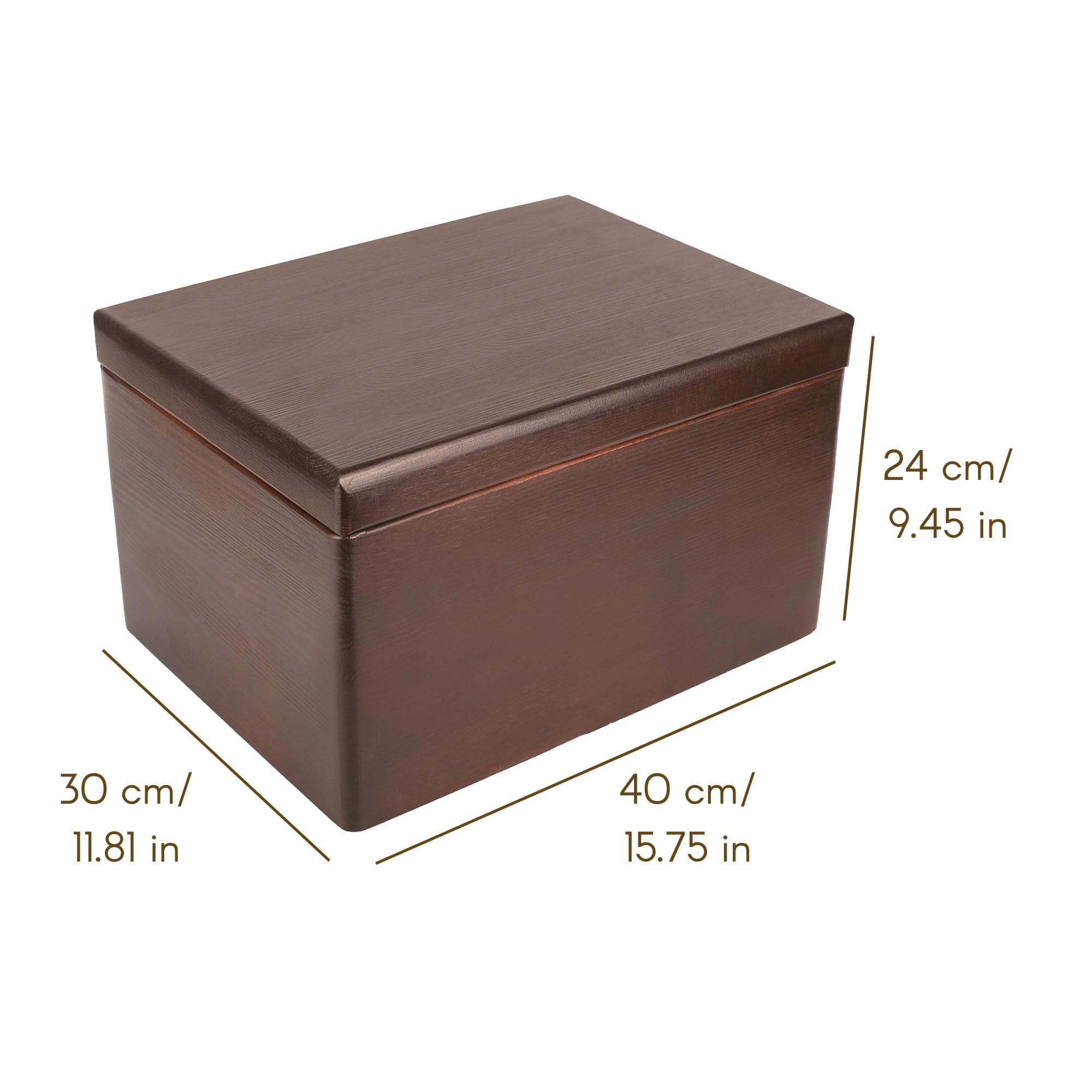 Creative Deco Large Brown Wooden Box Storage with Hinged Lid | 15.8 x 11.8 x 9.44 inches (+-0.5) | Gift Box Kitchen Storage Docu