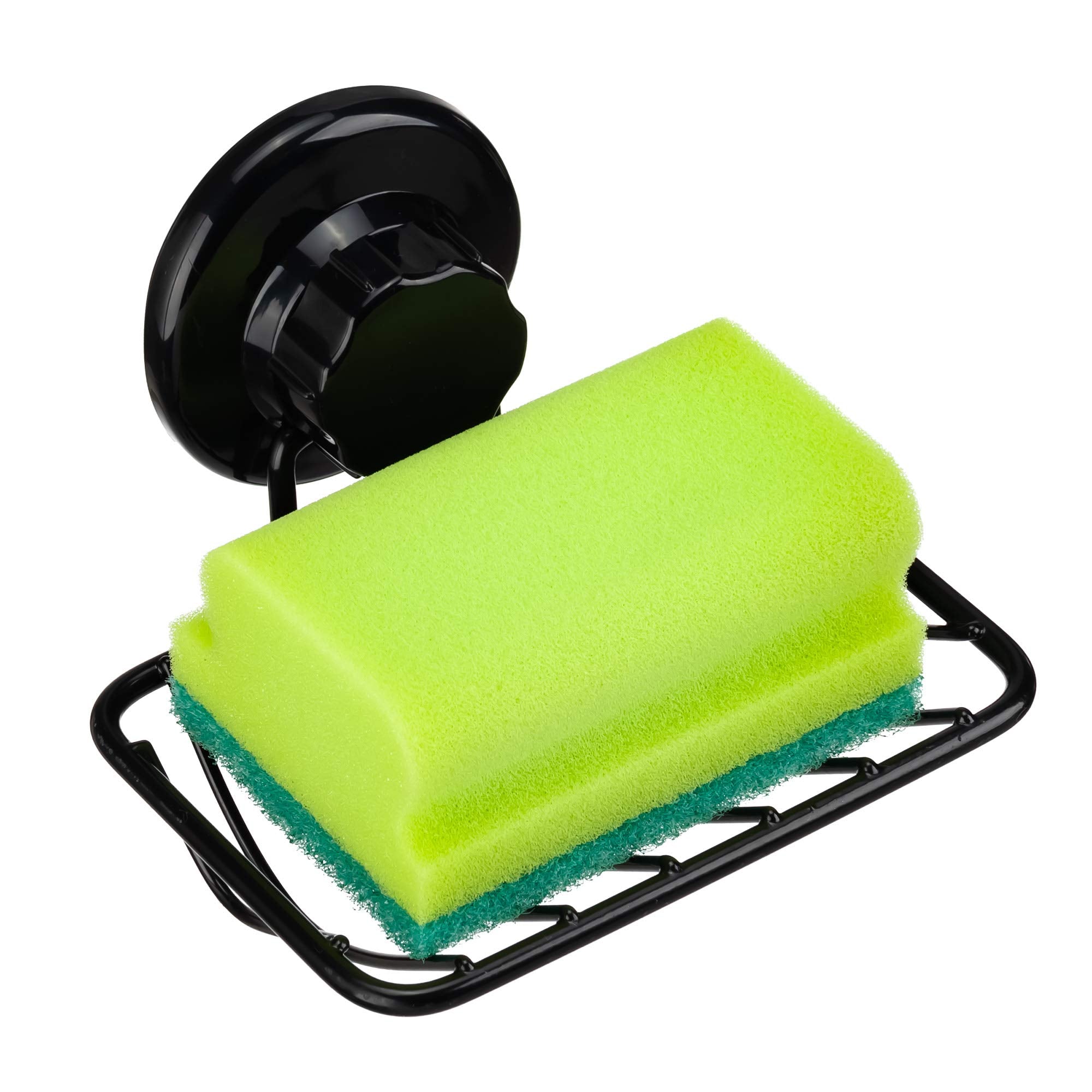 iPEGTOP Super Powerful Vacuum Suction Cup Shower Soap Dish - Strong Rustproof Stainless Steel Soap Saver Sponge Holder for Bathroom & Kitchen Sink  Black