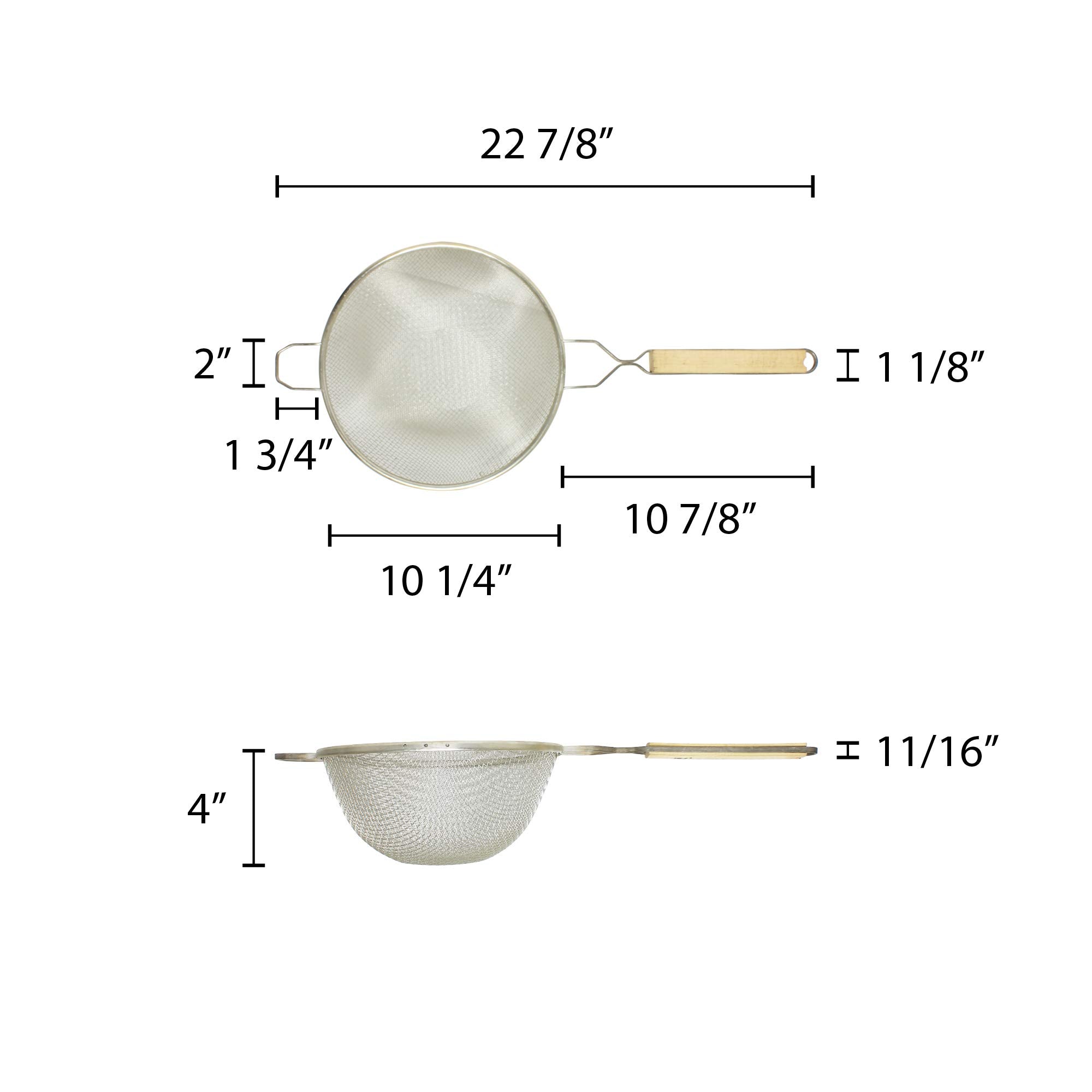 Thunder Group 10-Inch Double Mesh Strainer, Silver Tin, Model SLSTN3410