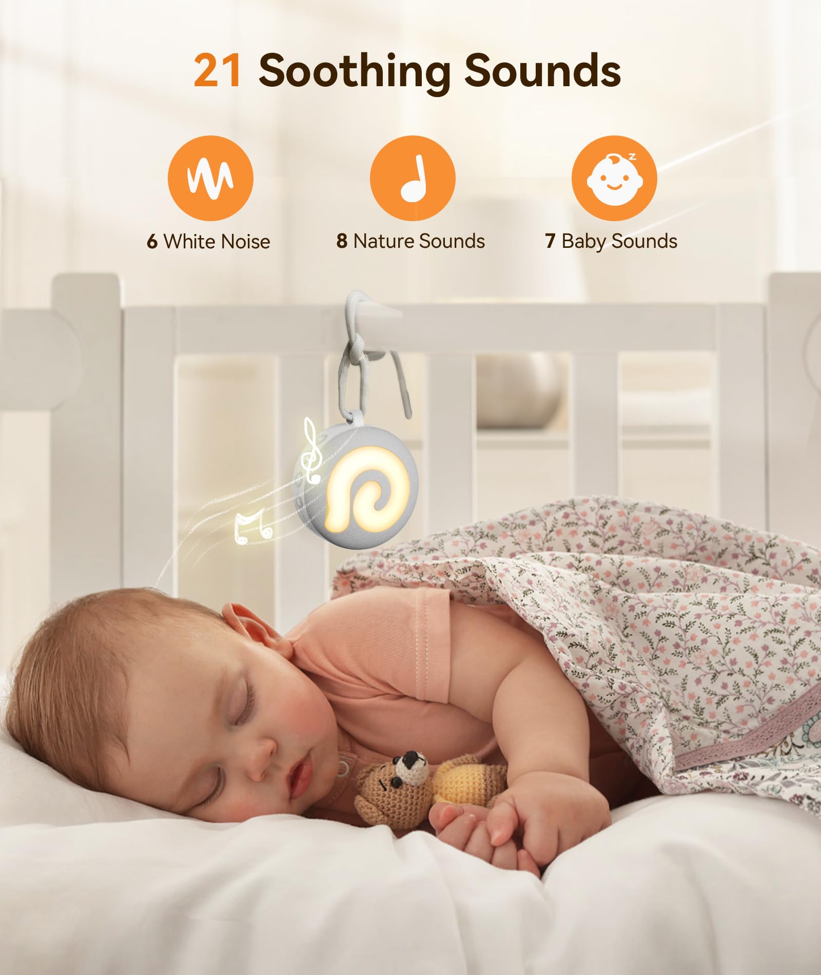 Dreamegg Portable Sound Machine Baby - D11 White Noise Machine For Baby Sleeping With Night Light, White Noise, Lullaby, Nature