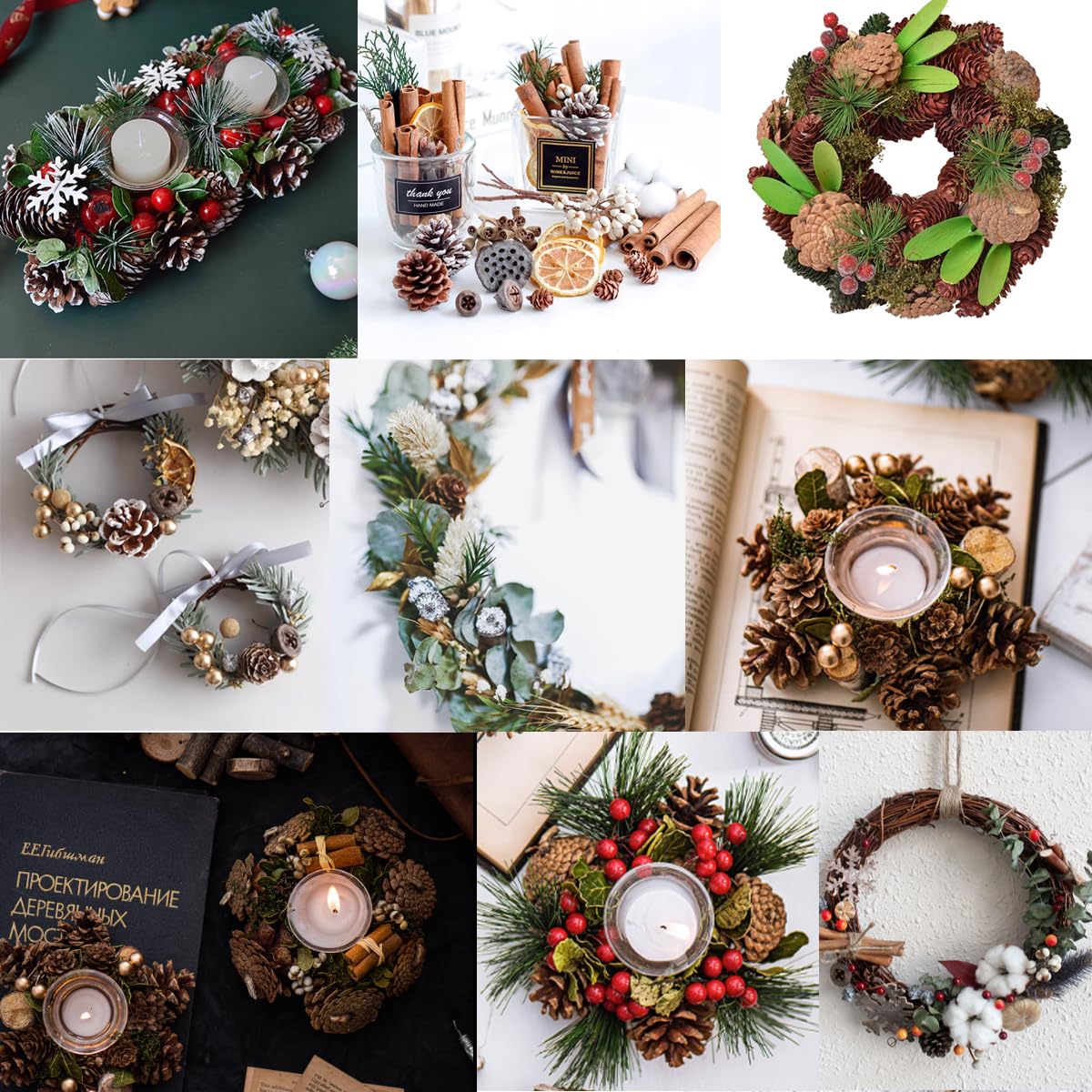 TIHOOD 160PCS 1.18-1.97 Christmas Natural Mini Pine Cones-Thanksgiving Pine Cones Ornaments for DIY Crafts, Home Decorations,Fal