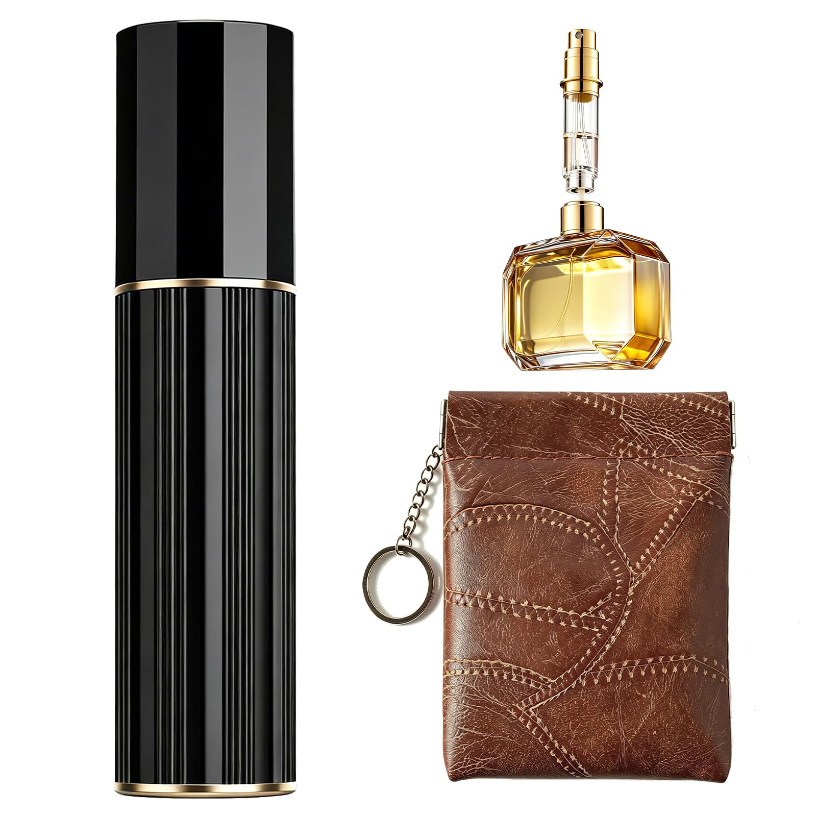 DPLASKA 1pc 5ml Perfume Travel Refillable Empty Cologne Bottle, Black