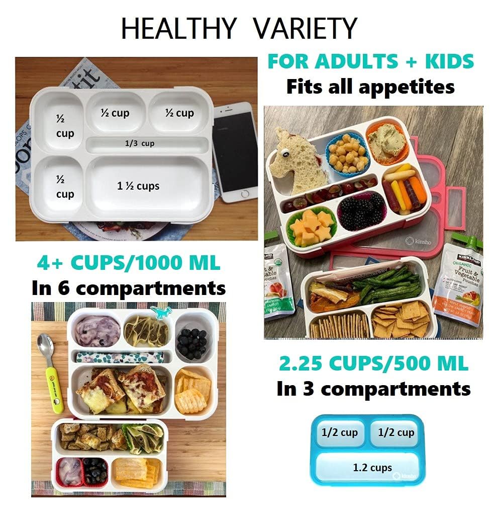 Bento Box Lunch Boxes And Snack Containers For Kids Girls Boys Adults Toddlers, Leak-Resistant Portion Container Kits Bpa Free |