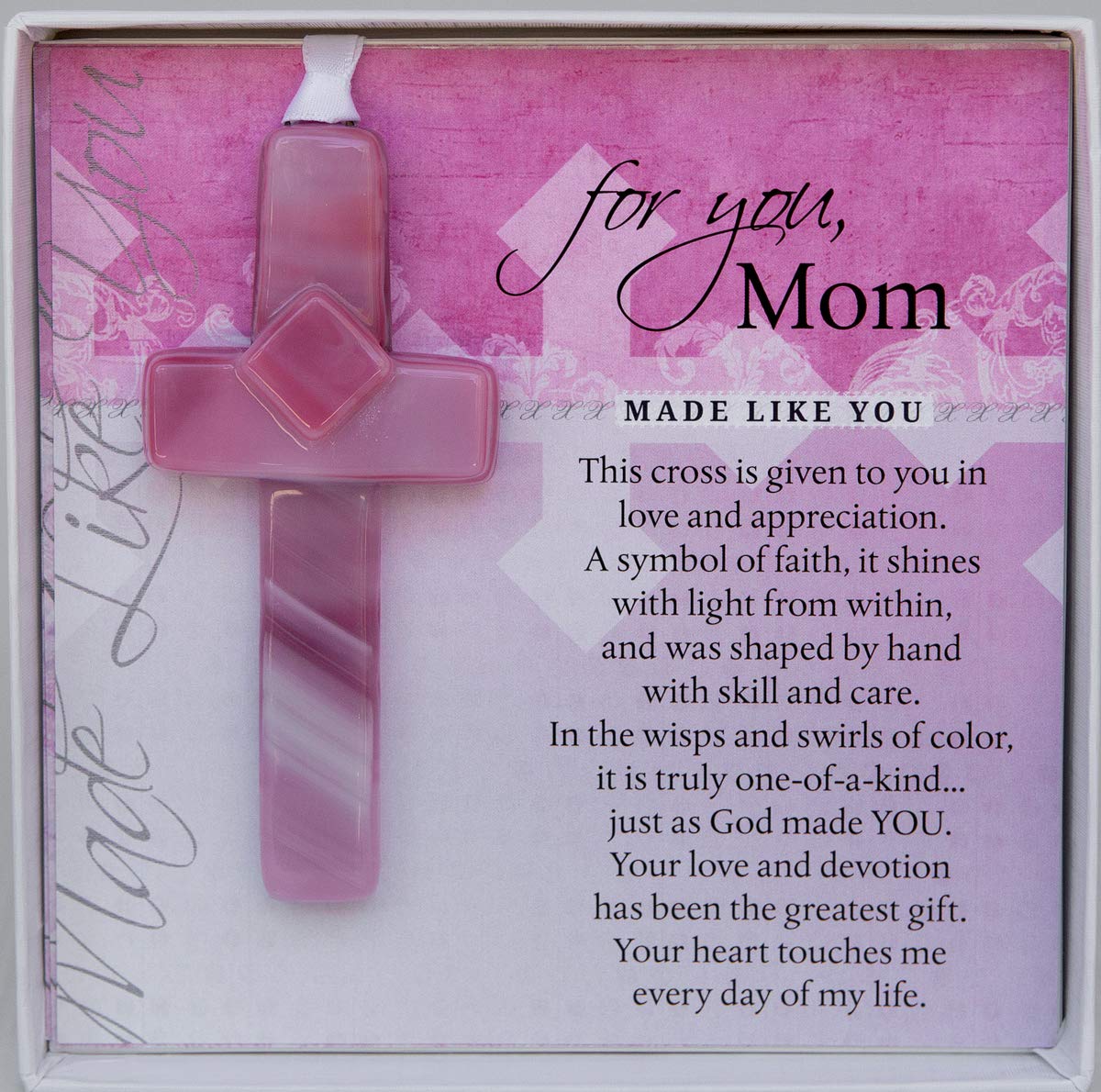 Handmade Glass Cross For Mother With Poem- Unique Gift For Mom On Christmas, Mother'S Day, Birthday
