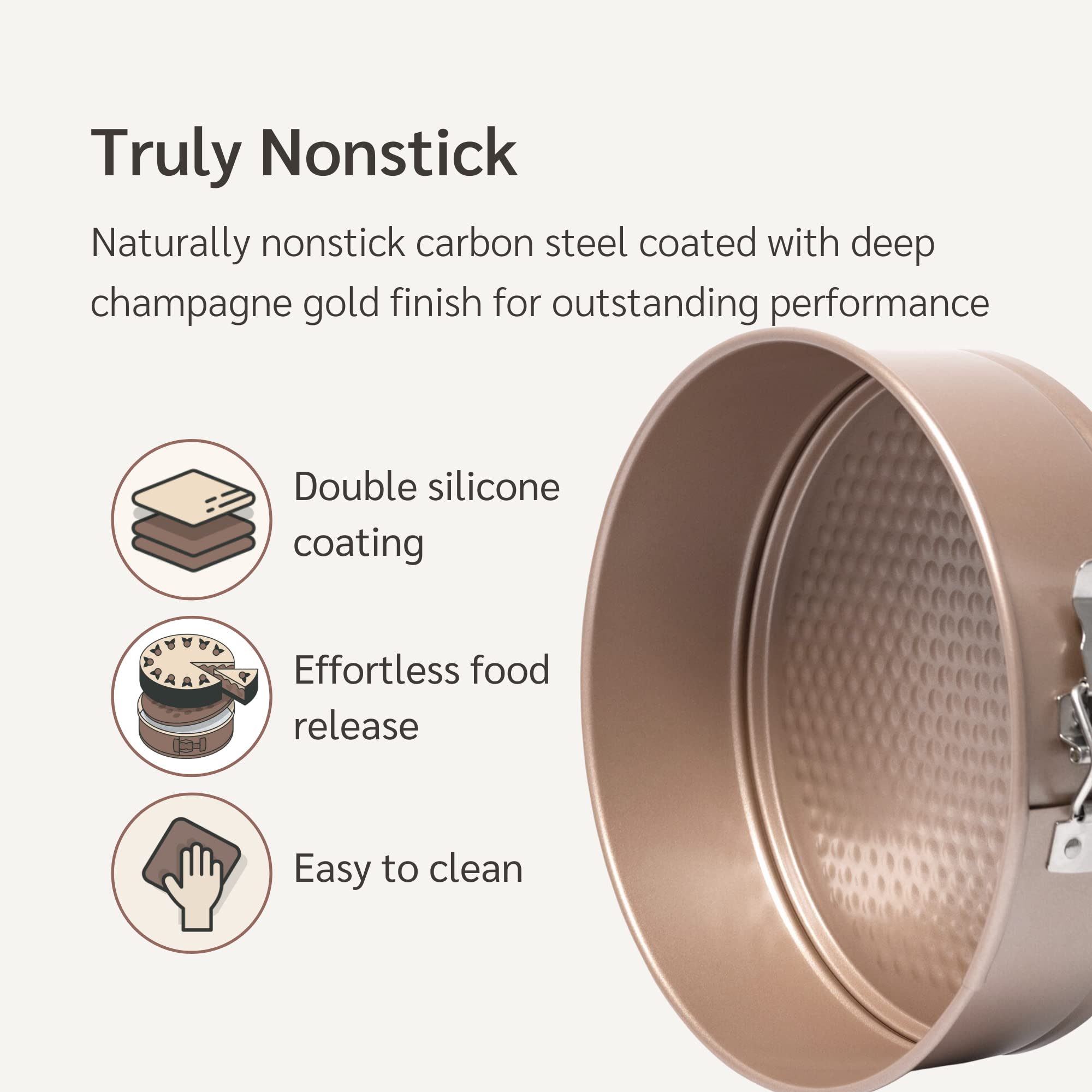 Happiels Non Toxic Nonstick 9 Inch Springform Pan | 9'' Cheesecake Mold | Leakproof Spring-Form Round Cake Pans | Nontoxic Non S
