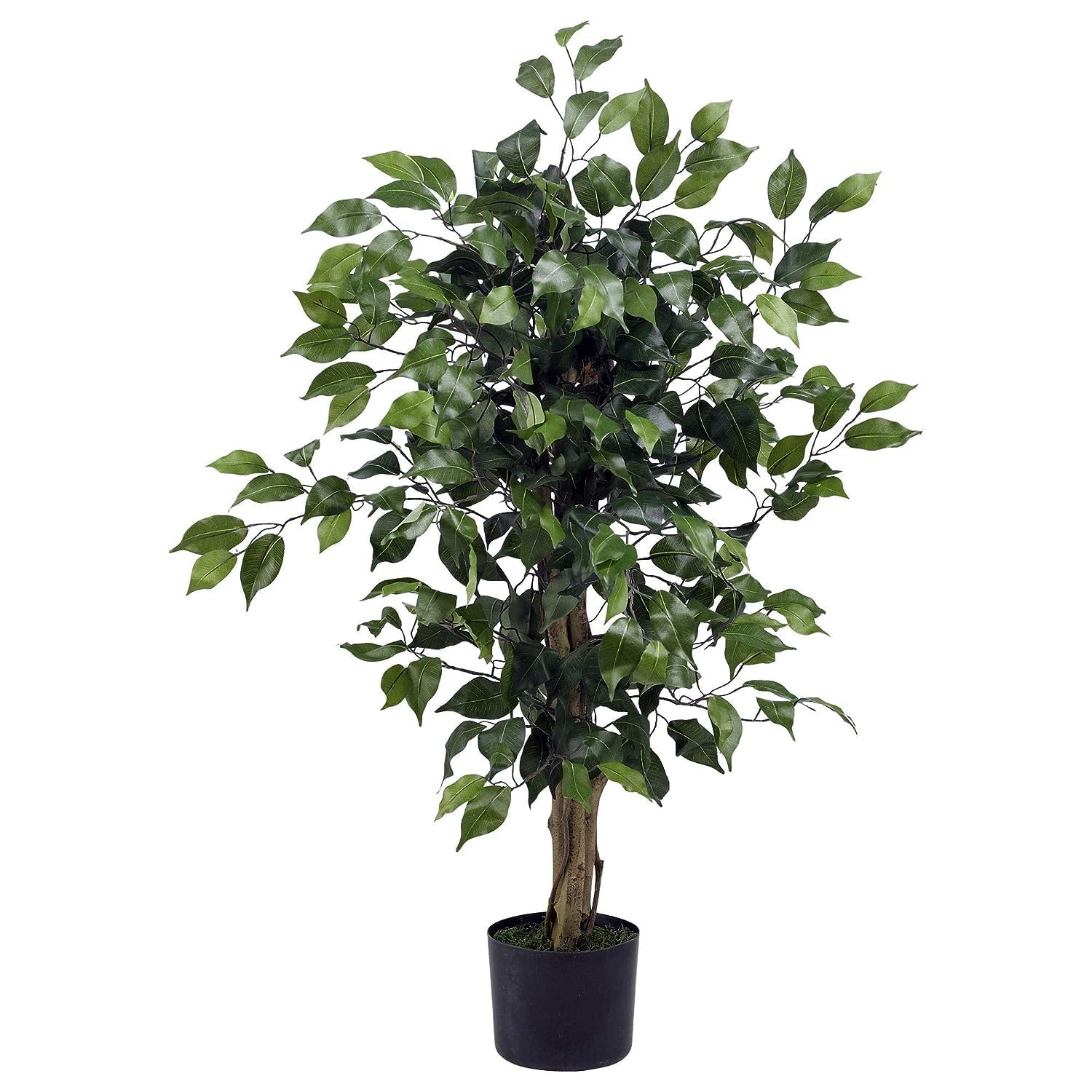 Nearly Natural 3 Ficus Silk Artificial Trees, 36in, Green