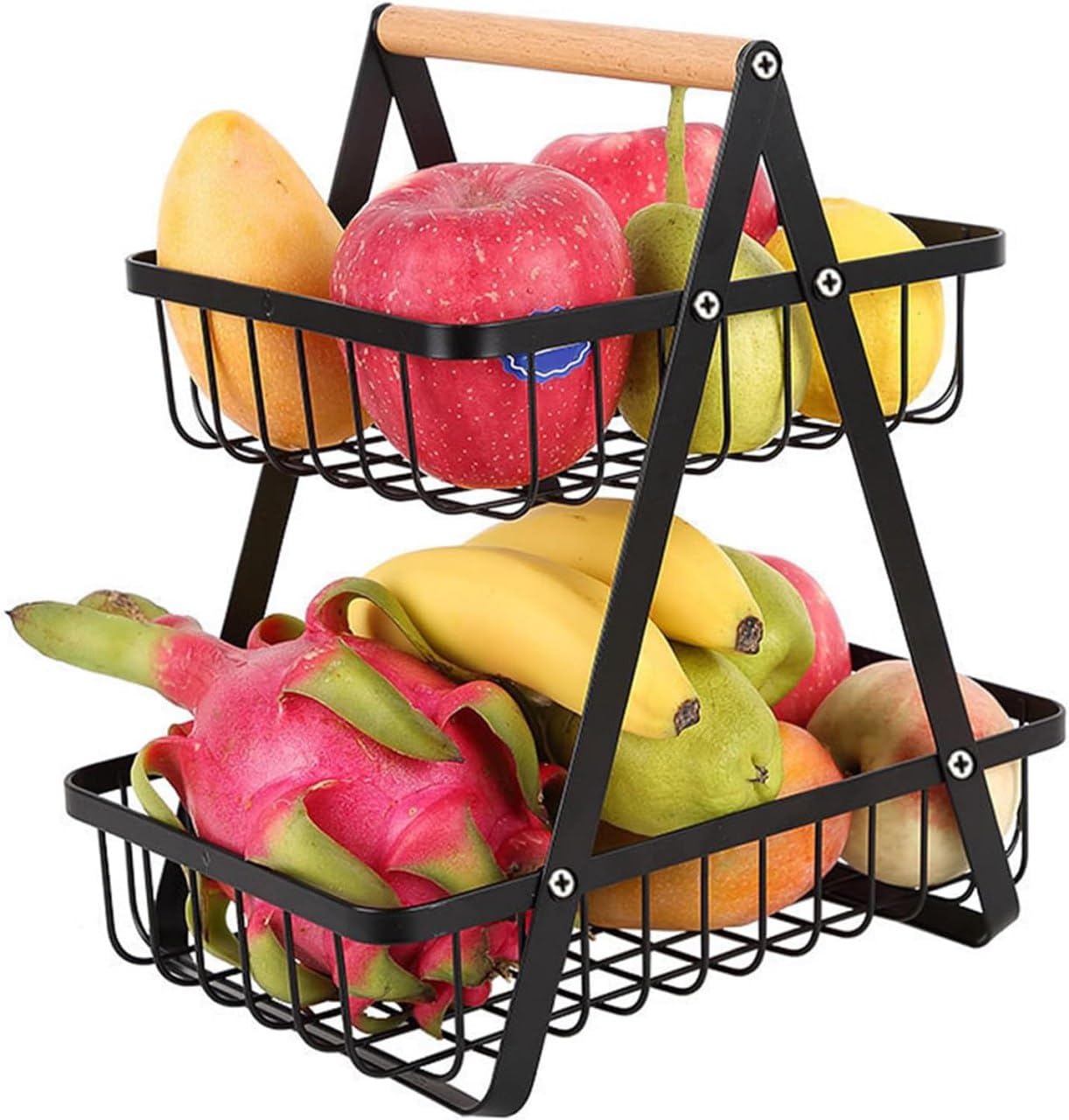 7Seas Metal Countertop Fruit Vegetable Rack | Bread Basket Holder For Kitchen/Dining Table Decoration2 Tier Basket With Classic