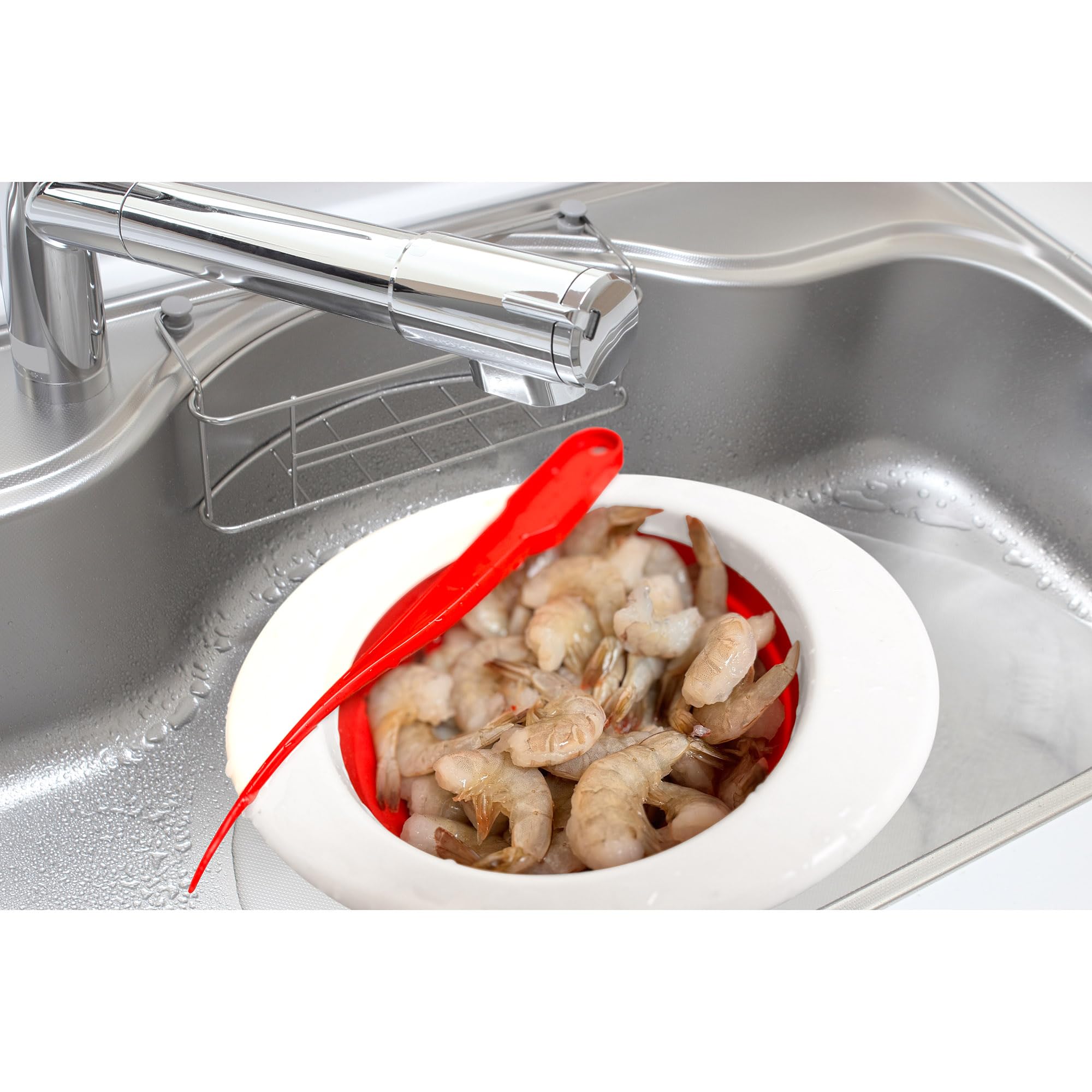 Maine Man Shrimp Peeler Deveiner Cleaner Tool, 8-Inches, Red