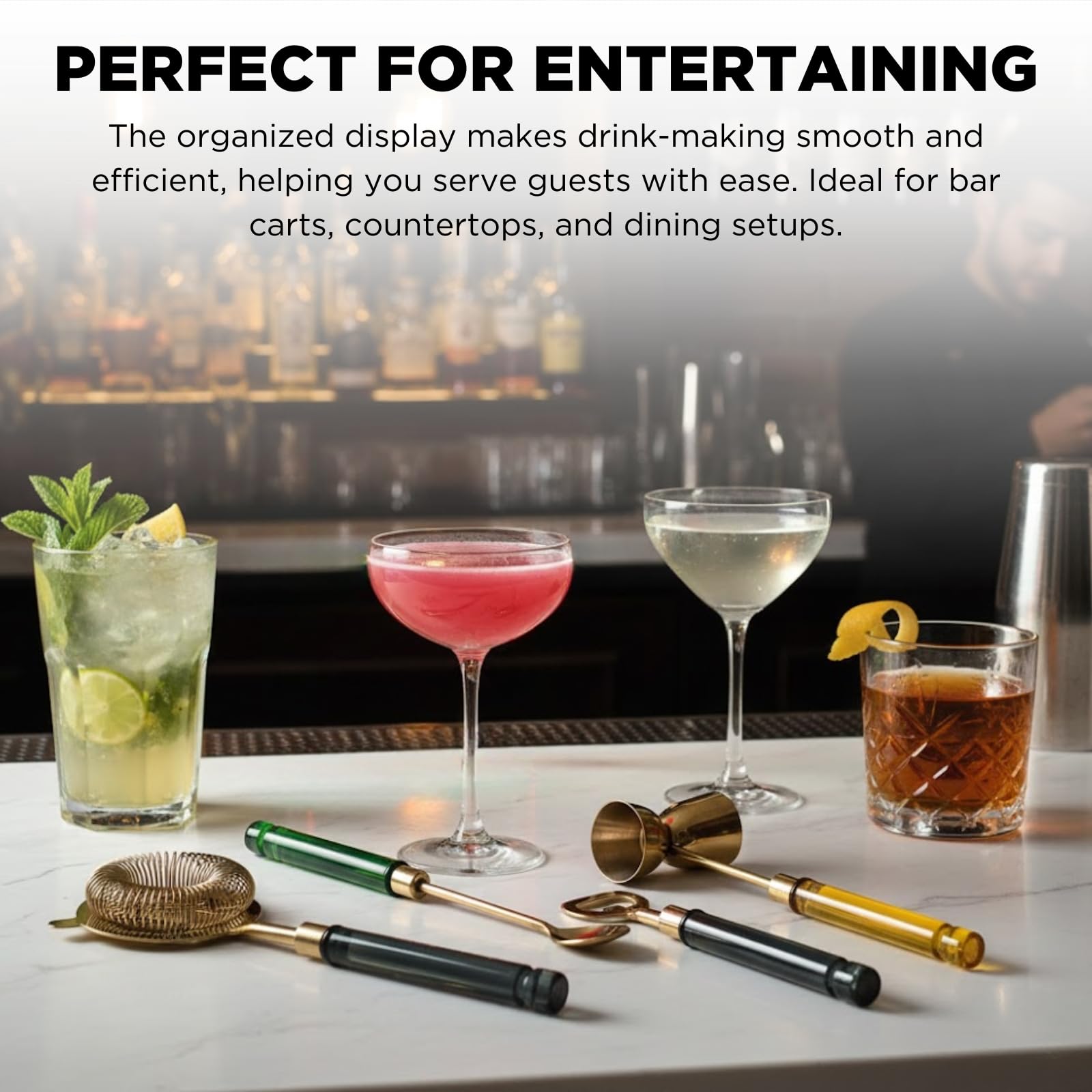 5-PC Gold Bartender Kit with Stand & Color Handles