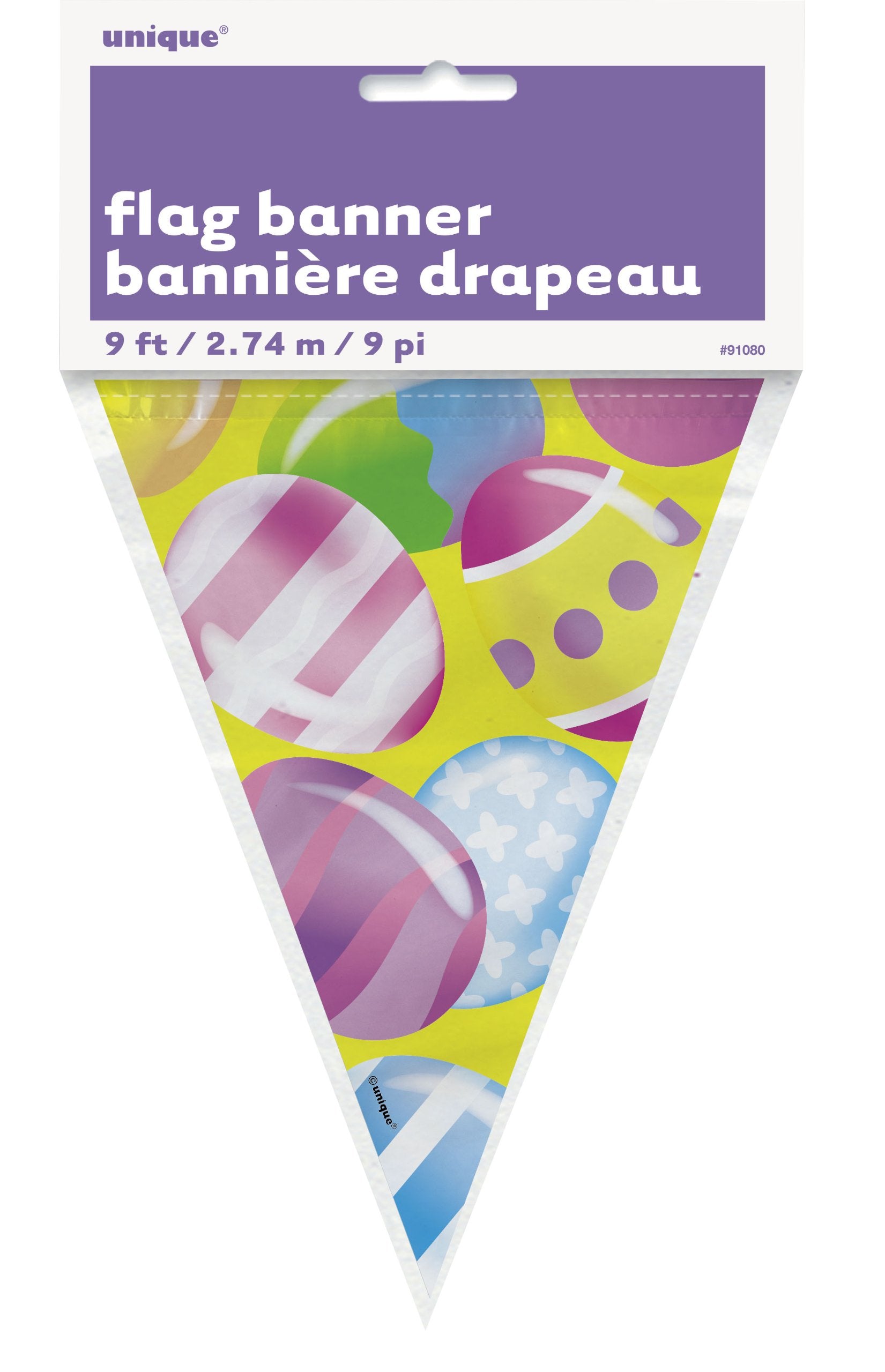Plastic Easter Eggs Pennant Banner, 9 ft, 1ct