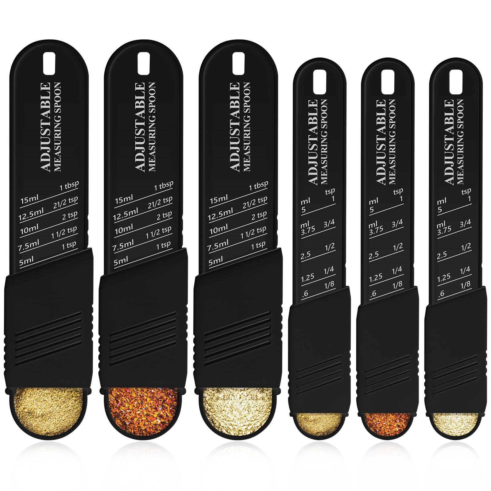 6 Pcs Adjustable Measuring Spoon Plastic Tablespoon and Teaspoon Set Baking Cooking Spoon Set for Chef Measuring Metering Kitche