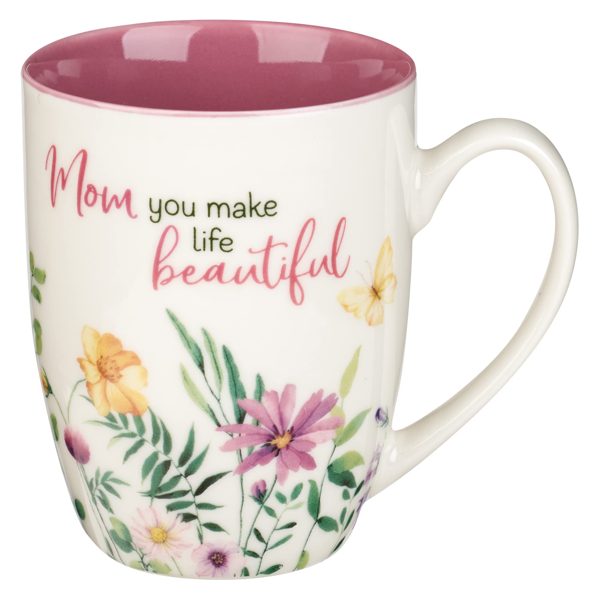 Special Coffee Mug For Mothers, Mom You Make Life Beautiful Purple Wildflowers Inspirational Coffee/Tea Cup For Her Birthday, Mo