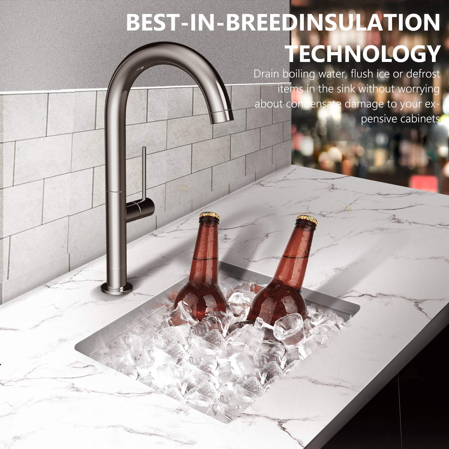 Bar Sink  TORVA 22.5 inch Undermount 16 Gauge Single Bowl Stainless Steel Kitchen Sink  Bar or Prep Sink