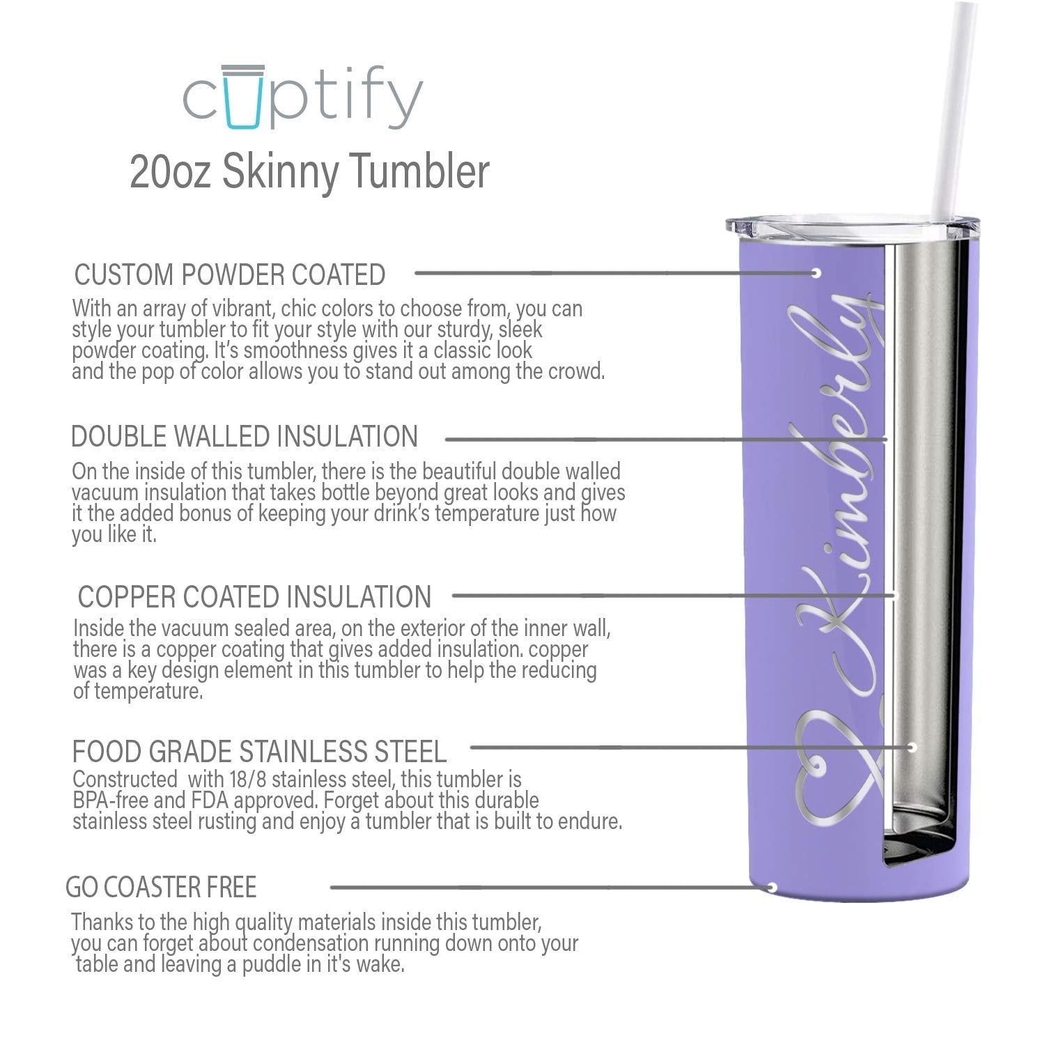Personalized Nurse Laser Engraved Custom Lavender Gloss Nurse Custom Engraved 20 Oz Skinny Tumbler With Lid And Straw