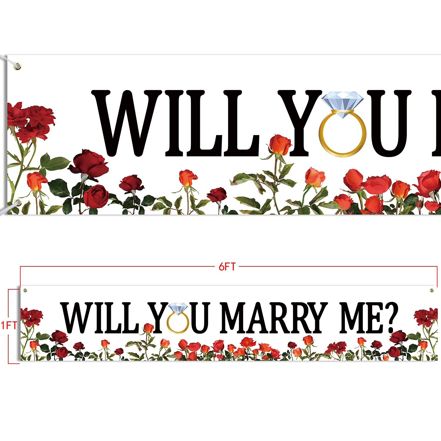 Marry Me Flower Banner Will You Marry Me Large Flower Banner Marriage Valentine'S Day Proposal Winter Supplies Engagement Lawn S