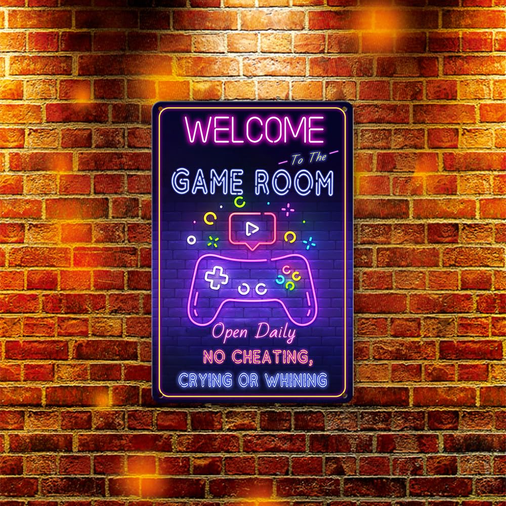 Gaming Room Wall Decor Gaming Room Metal Tin Sign Welcome To The Game Room Signs Gamer Room Decor For Boys Bedroom Accessories G