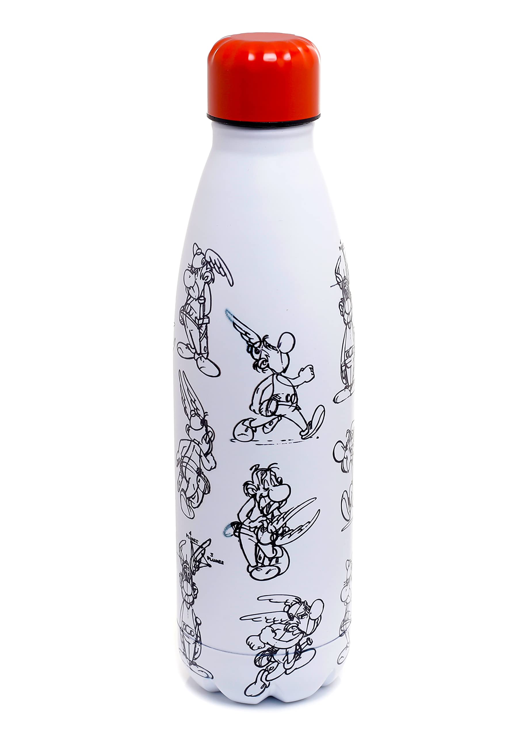 Puckator Asterix  Stainless Steel Water Bottle  Cold for 24h and Hot for 12h  Metal Water Bottles with Comic Book Design  Do