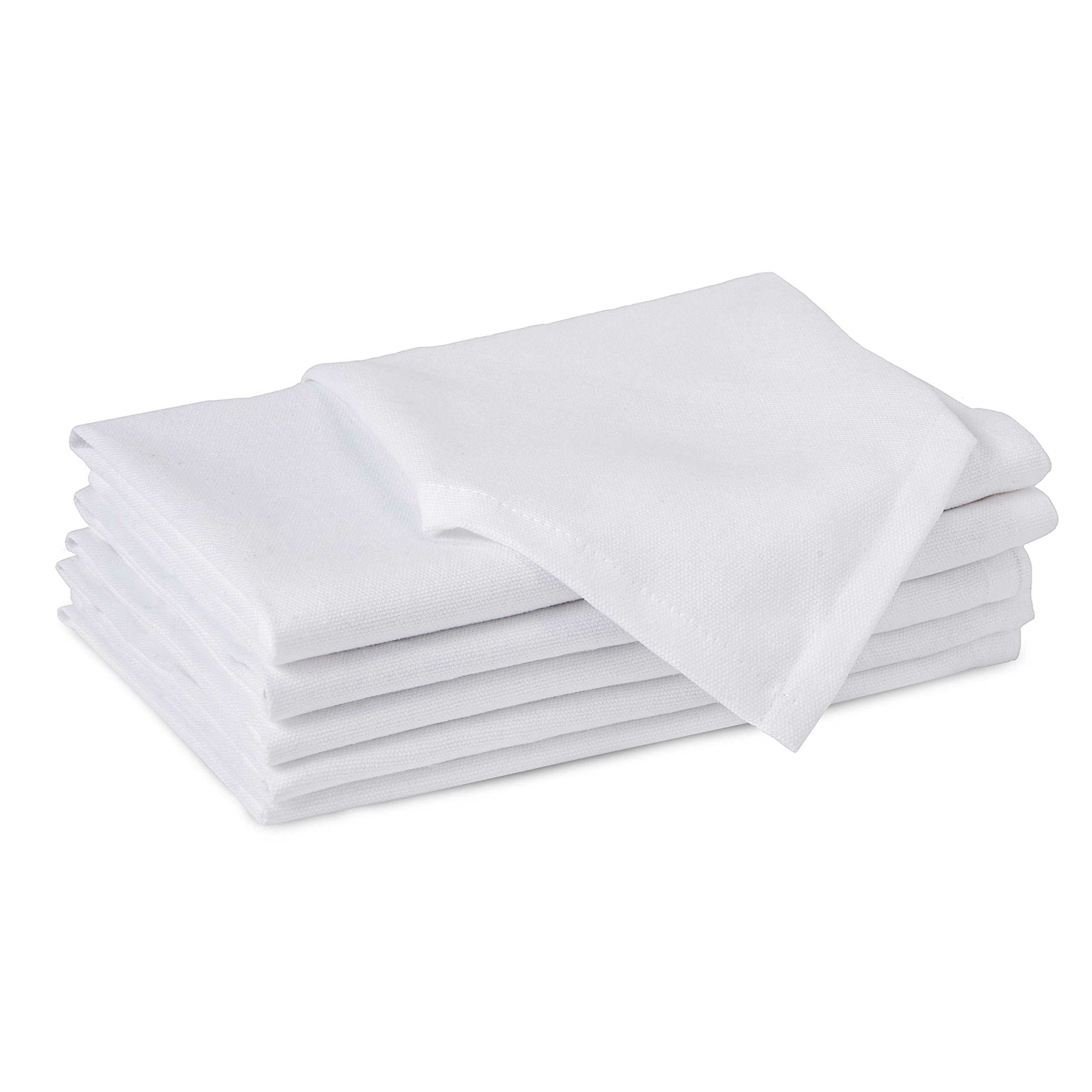 Encasa Cotton Cloth Napkins | Set Of 6 | Size 17 ''X17 '' | White Solid Color | Machine Washable