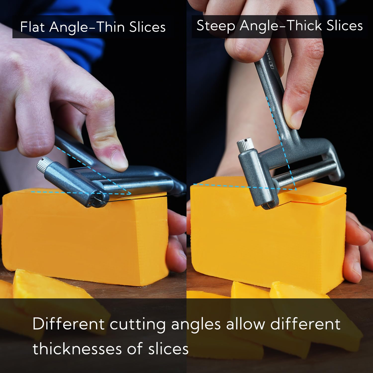 Kitchendao Replaceable Wire Cheese Slicer Cutter, 50% Stronger Wires With 2Nd Gen Wire Fixing Mechanism, Tightness Adjustable, E
