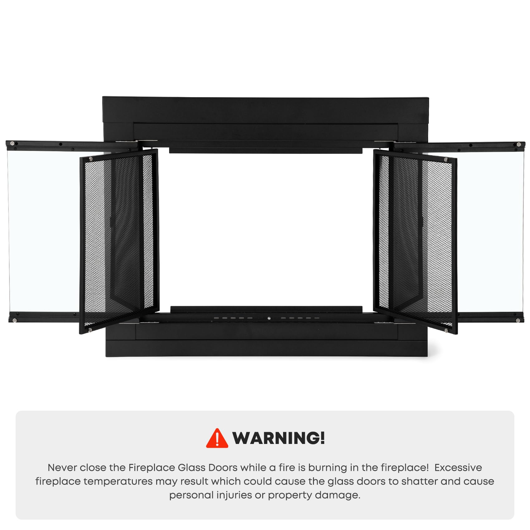 Stanbroil Fireplace Glass Cabinet-Style Door, Black Finish, Small, Decorative Fireplace Screen Door For Fireplace Accessories