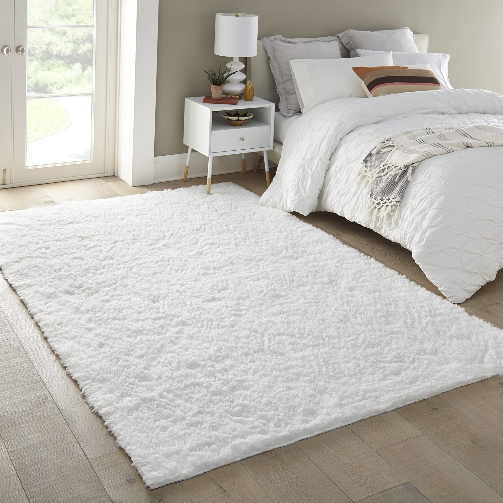 Ophanie 6x9 White Rugs for Living Room, Large Fluffy Shag Fuzzy Plush Soft Living Room Area Rugs, Floor Shaggy Carpets for Bedro