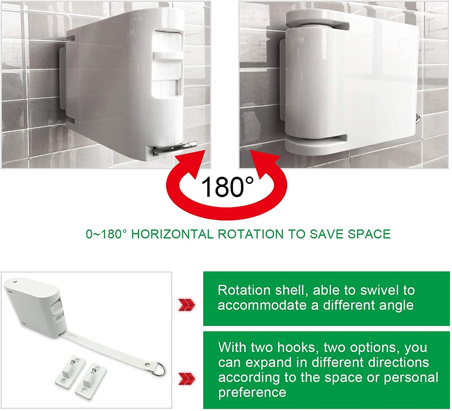 Abhilwy Retractable Clothesline Clothes Line Retracting Outdoor/Indoor, Heavy Duty Adjustable Drying Rope Wire Dryer Widened Bel