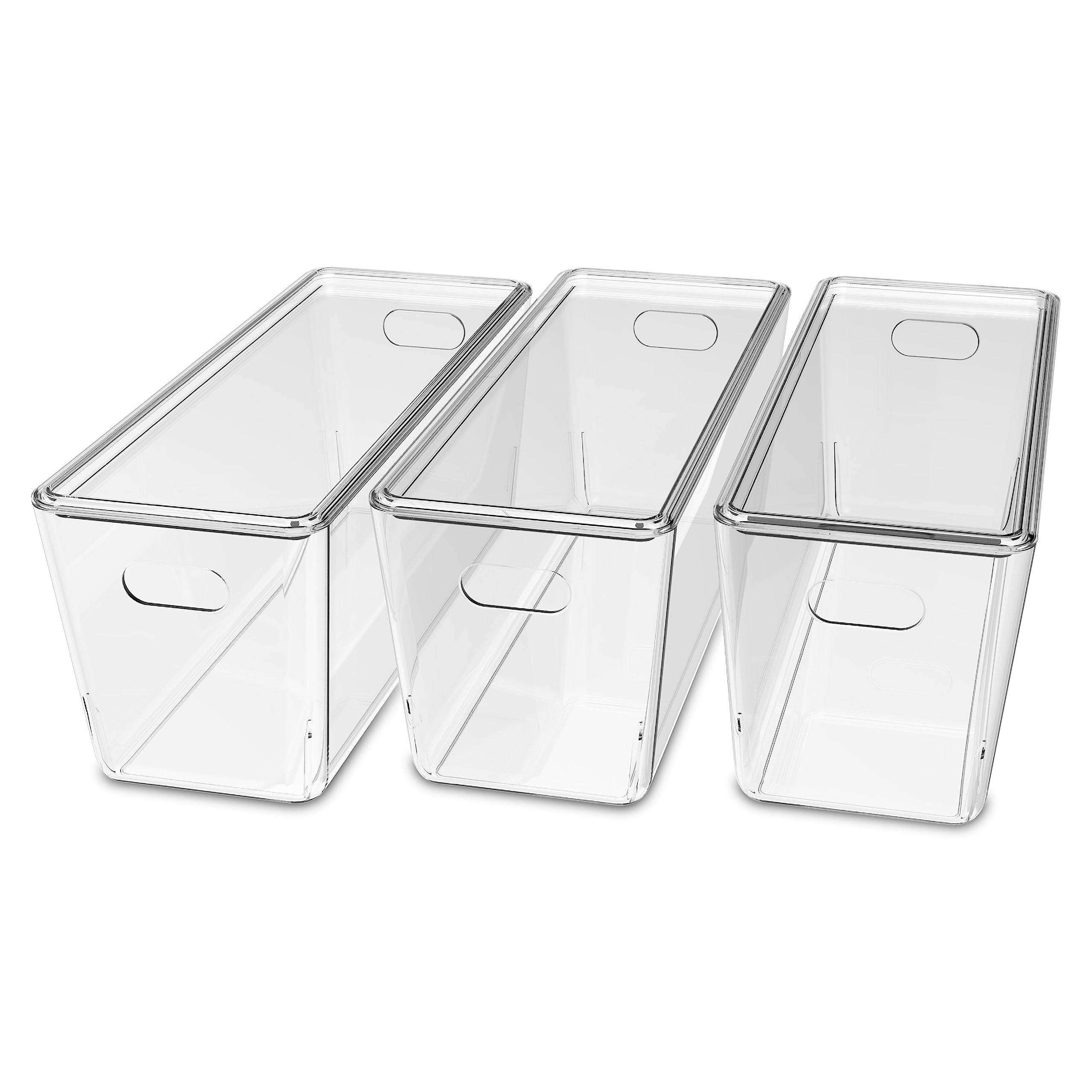 Kolorr Transparent Baskets For Storage With Lid Narrow-5Liter | Multipurpose Clear Container | Rectangle Organiser Plastic Box W